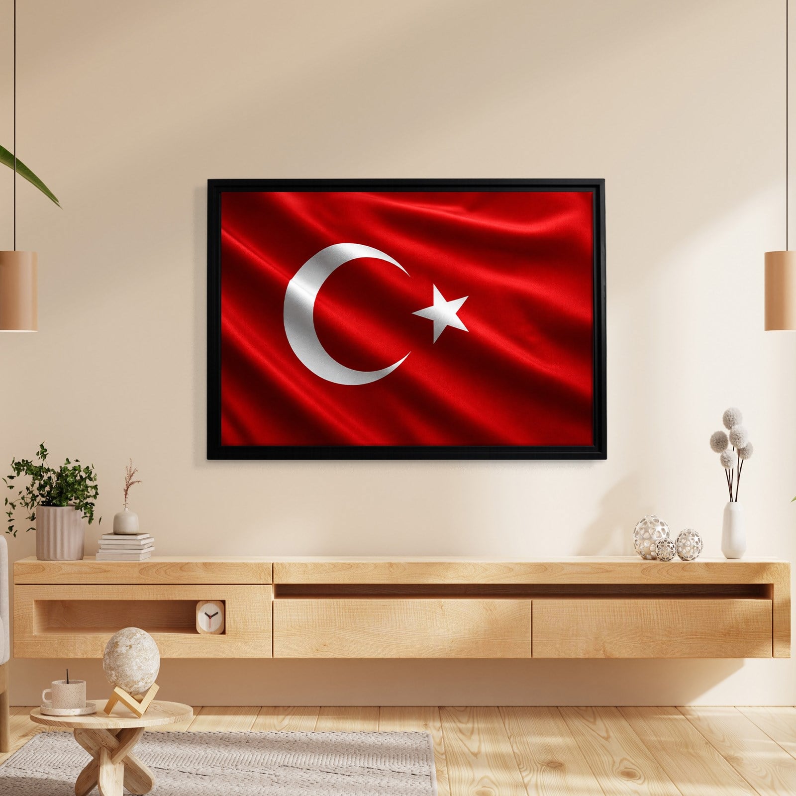 Dalgalanan Türk Bayrağı Kanvas Tablo | Premium Ay Yıldız Duvar Dekoru