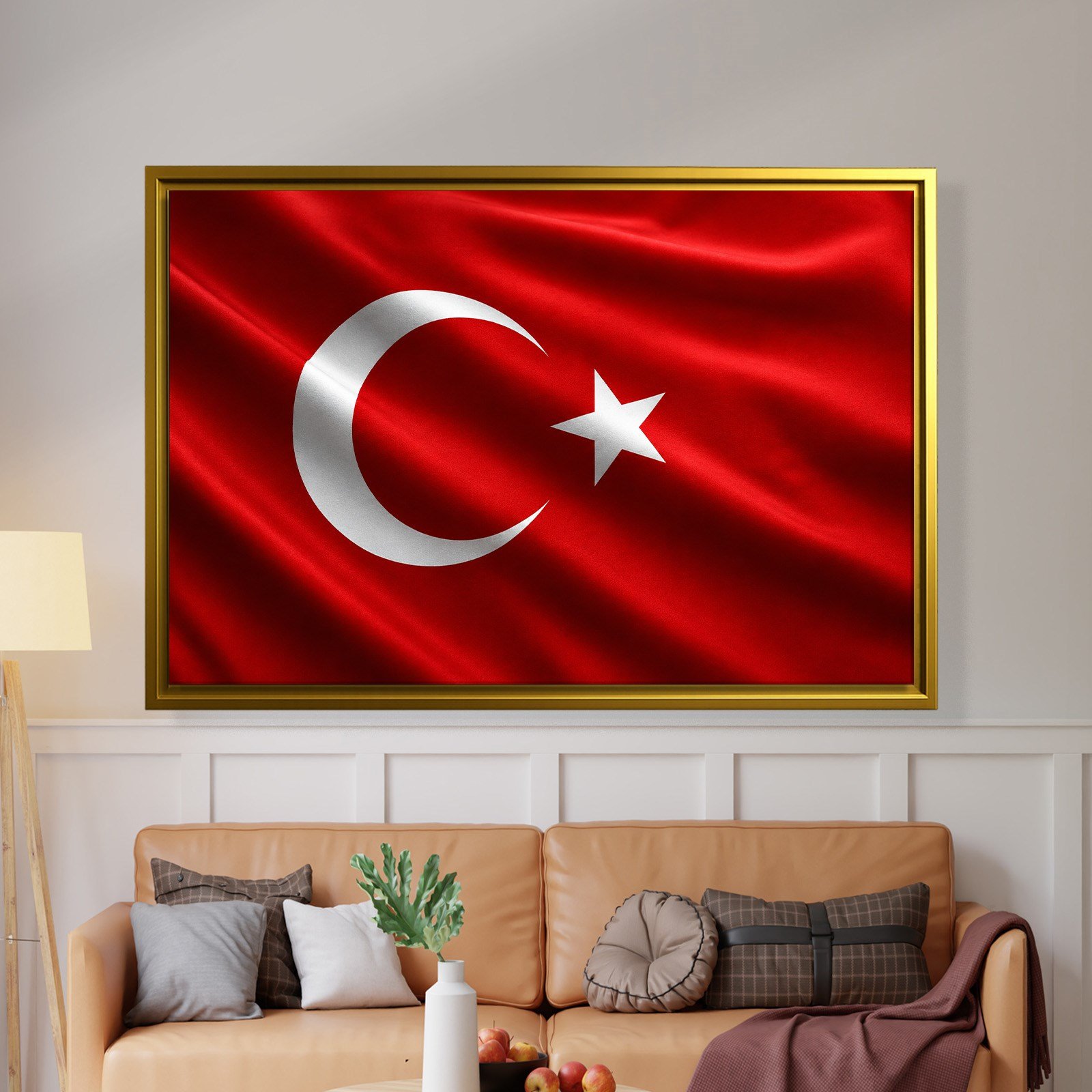 Dalgalanan Türk Bayrağı Kanvas Tablo | Premium Ay Yıldız Duvar Dekoru