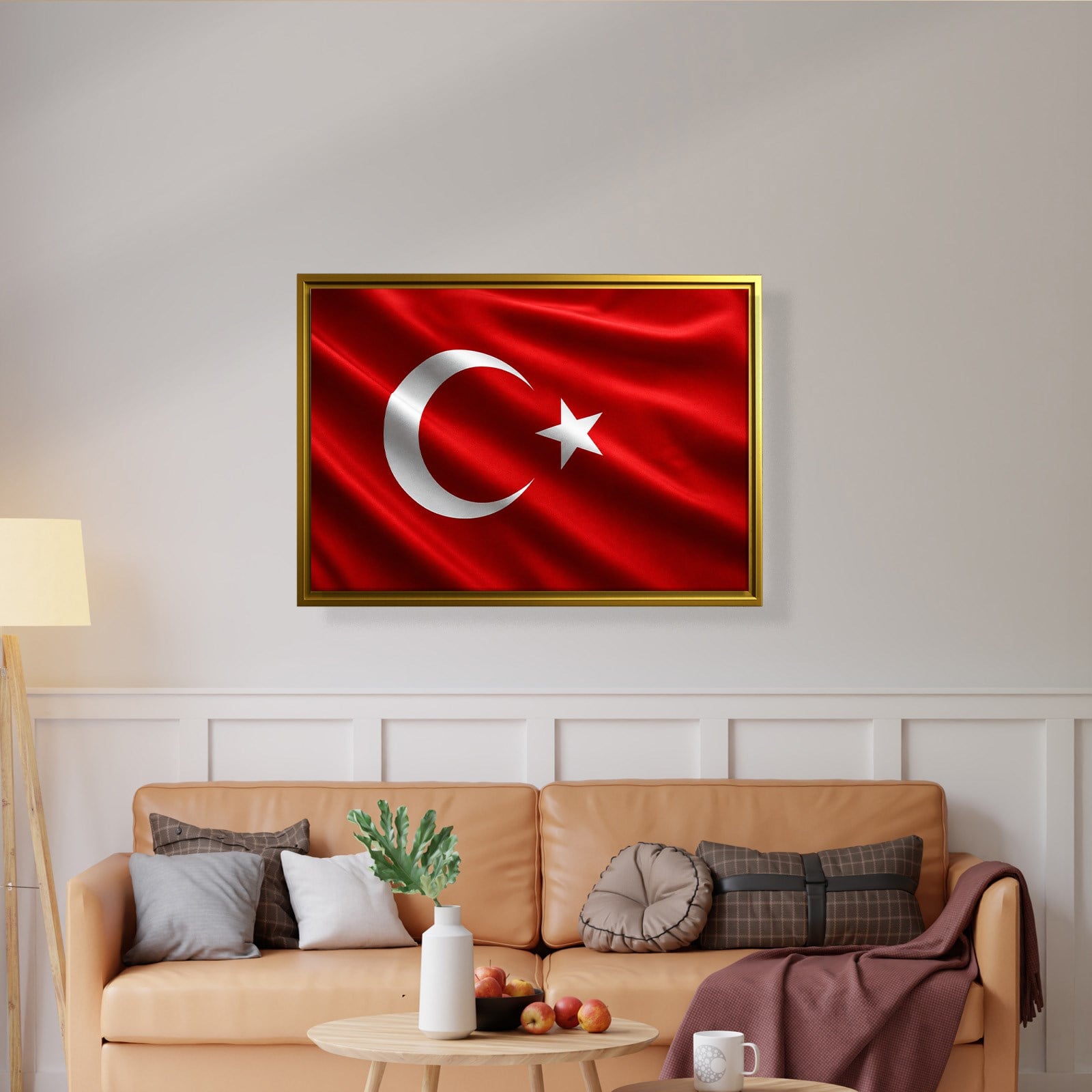 Dalgalanan Türk Bayrağı Kanvas Tablo | Premium Ay Yıldız Duvar Dekoru