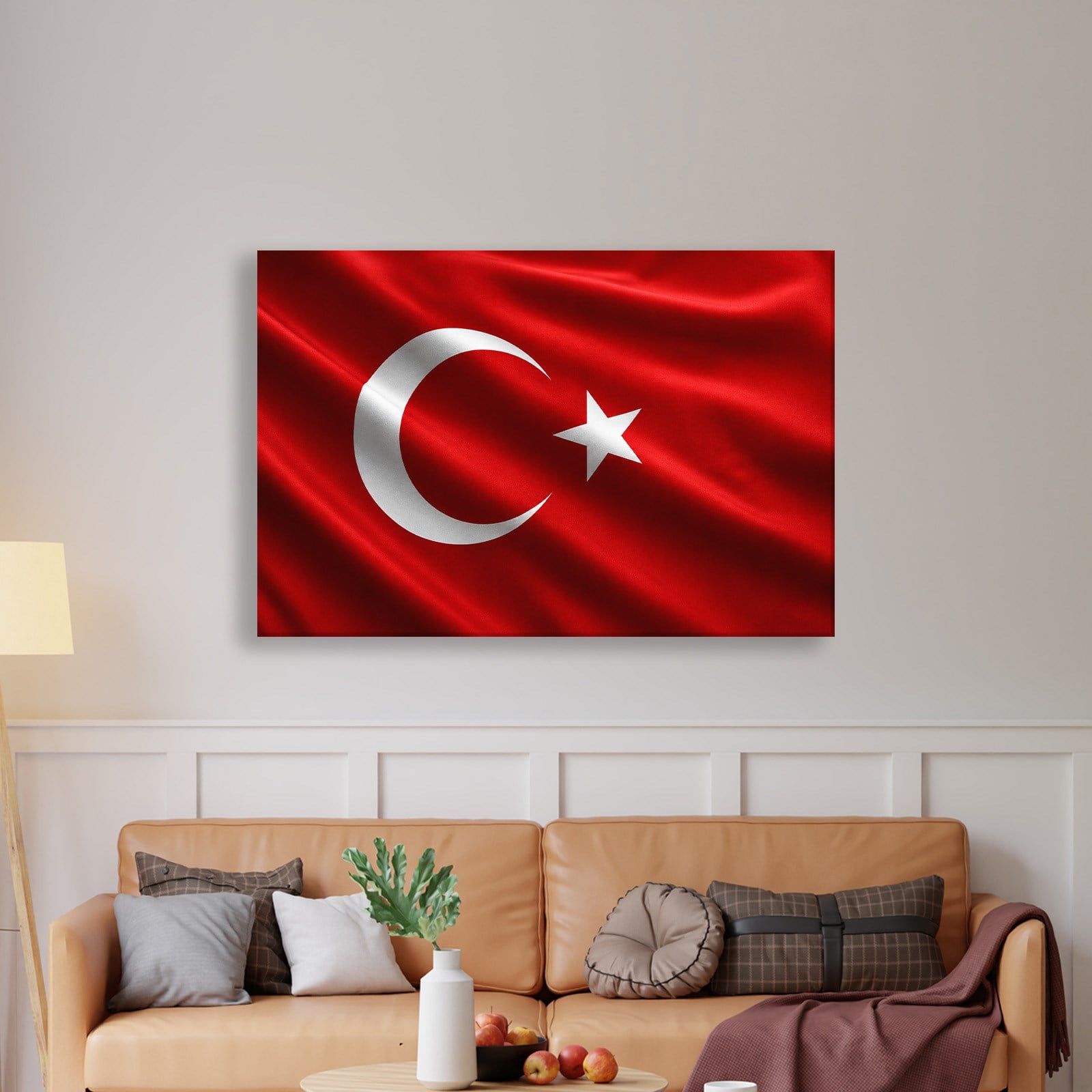 Dalgalanan Türk Bayrağı Kanvas Tablo | Premium Ay Yıldız Duvar Dekoru