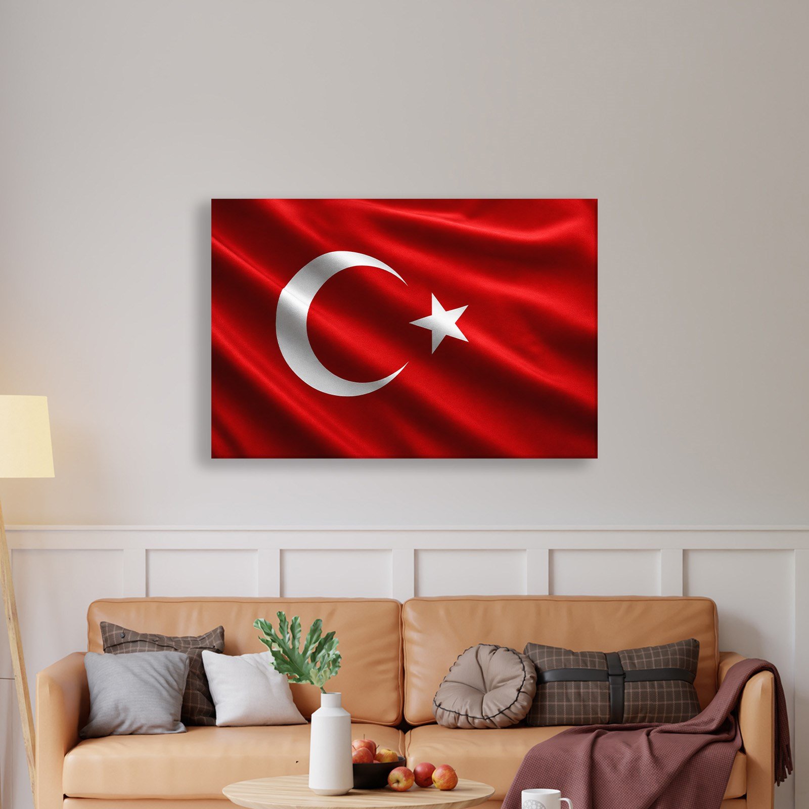 Dalgalanan Türk Bayrağı Kanvas Tablo | Premium Ay Yıldız Duvar Dekoru