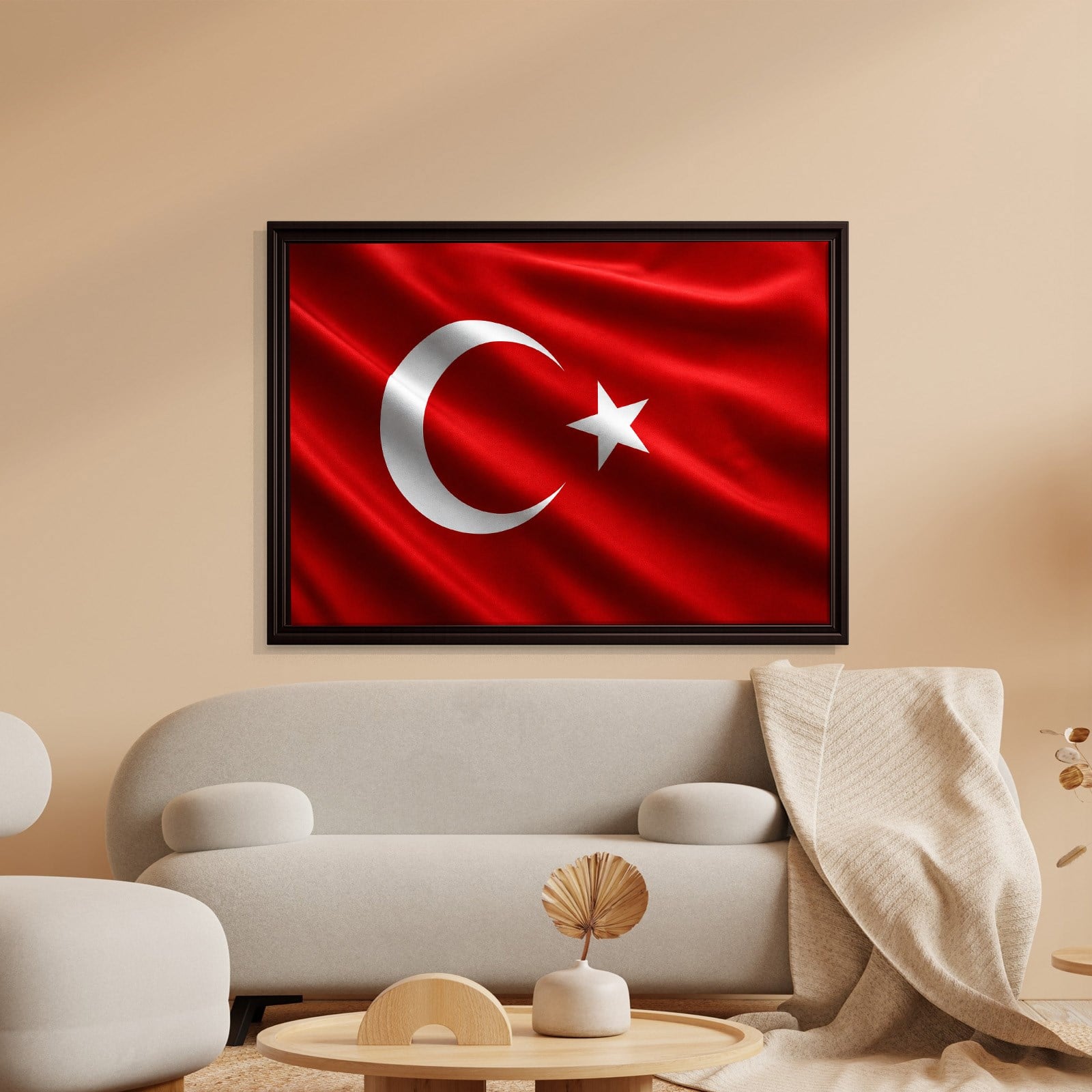 Dalgalanan Türk Bayrağı Kanvas Tablo | Premium Ay Yıldız Duvar Dekoru