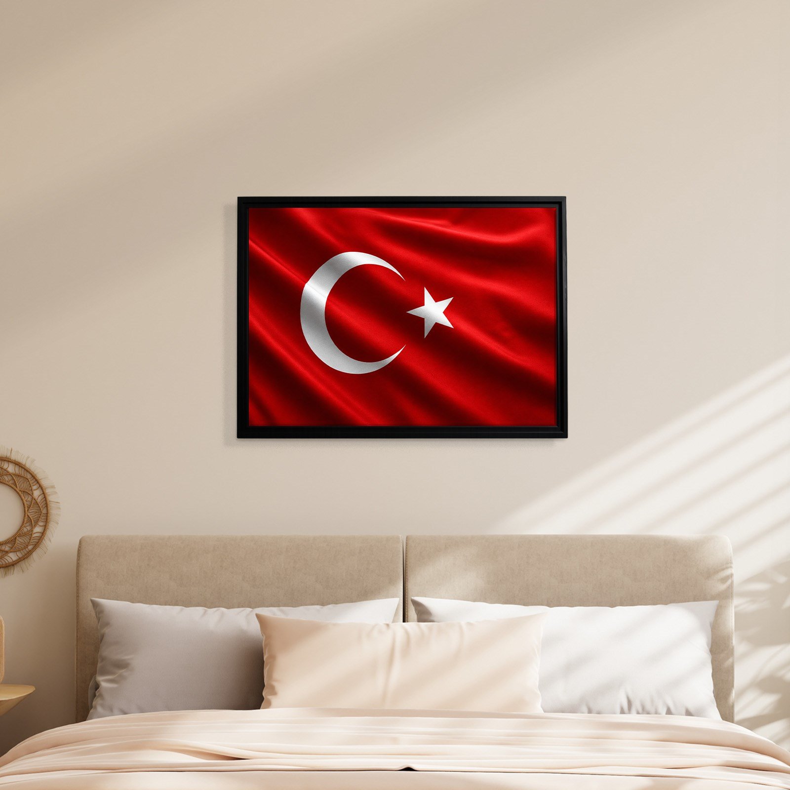 Dalgalanan Türk Bayrağı Kanvas Tablo | Premium Ay Yıldız Duvar Dekoru