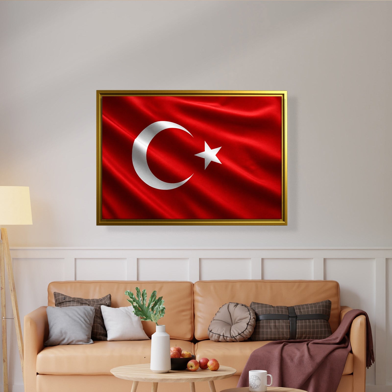 Dalgalanan Türk Bayrağı Kanvas Tablo | Premium Ay Yıldız Duvar Dekoru