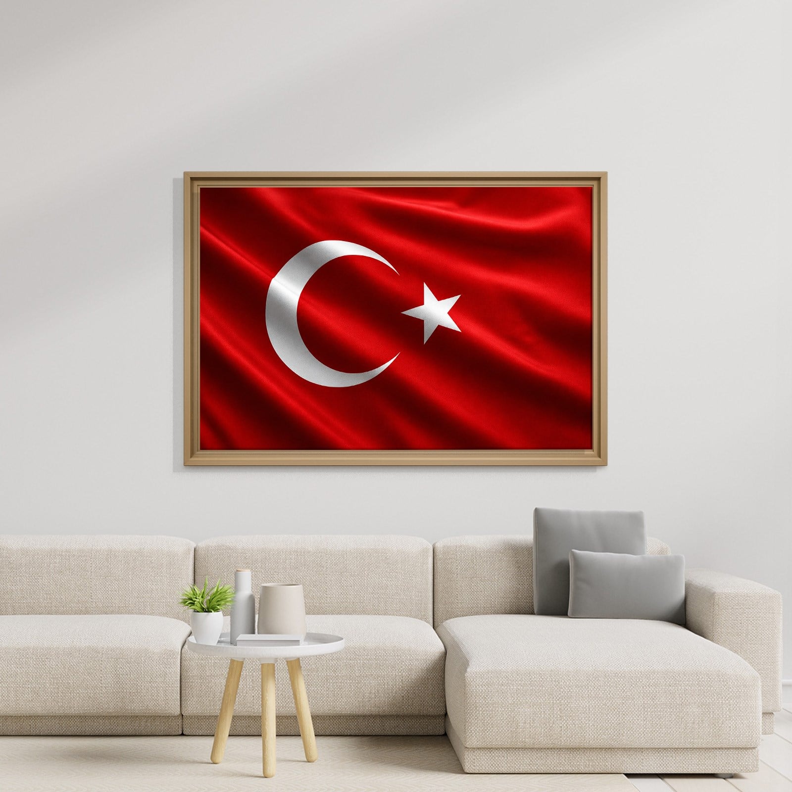 Dalgalanan Türk Bayrağı Kanvas Tablo | Premium Ay Yıldız Duvar Dekoru