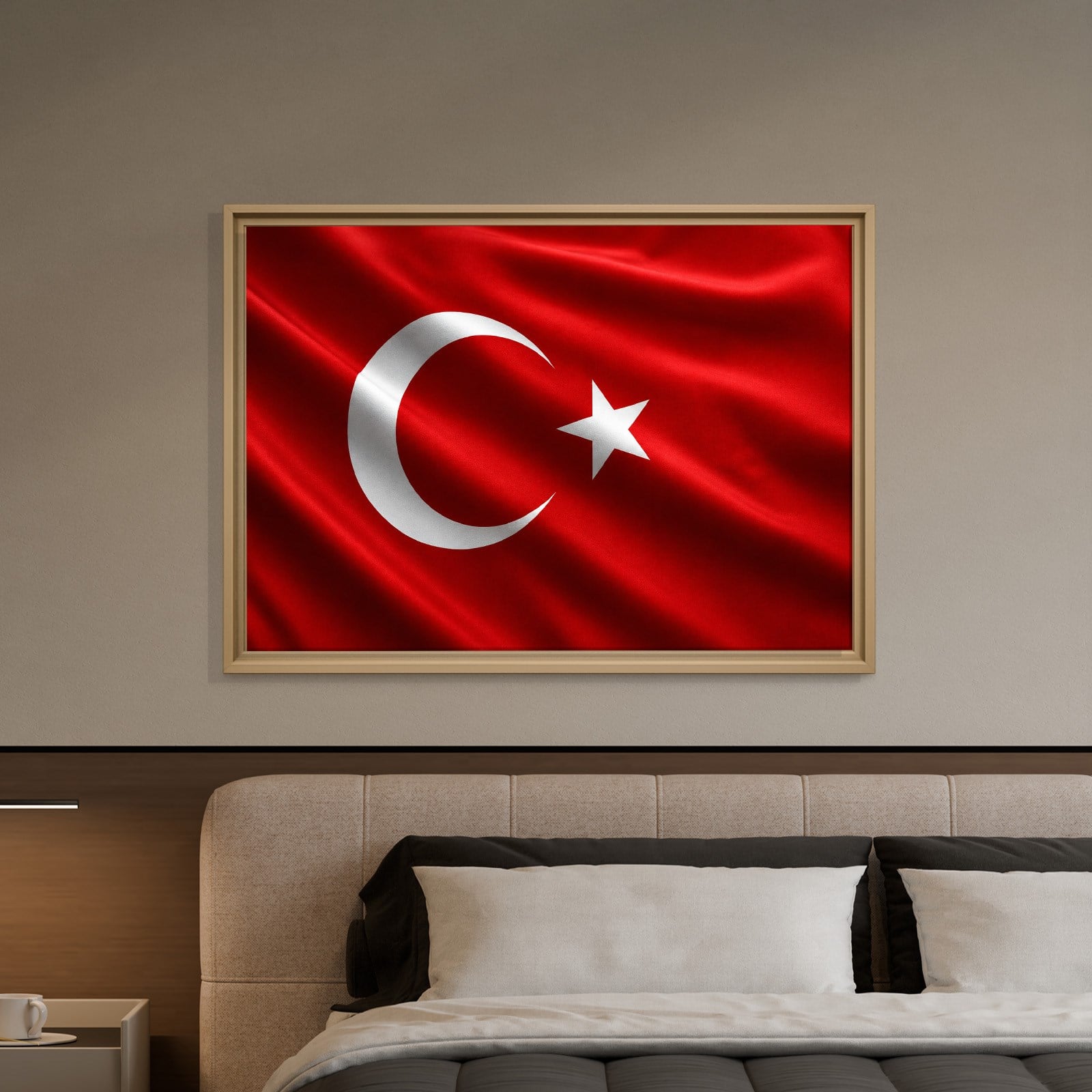 Dalgalanan Türk Bayrağı Kanvas Tablo | Premium Ay Yıldız Duvar Dekoru