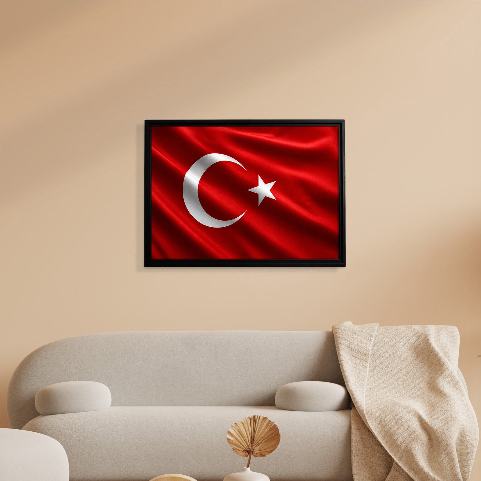 Dalgalanan Türk Bayrağı Kanvas Tablo | Premium Ay Yıldız Duvar Dekoru