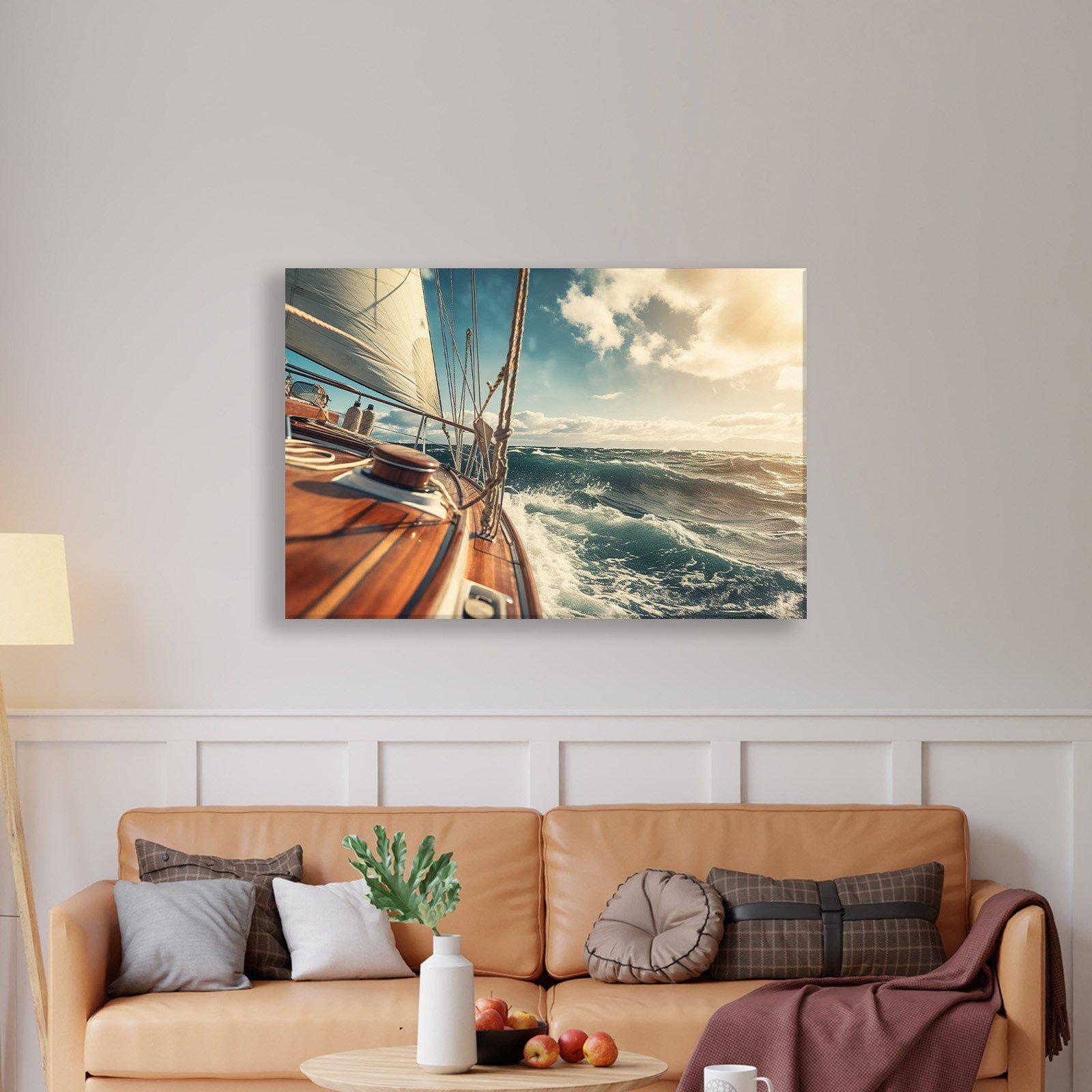 Deniz Manzarası Yelkenli Tekne Canvas Duvar Tablosu – Deniz Temalı Dekoratif Tablo
