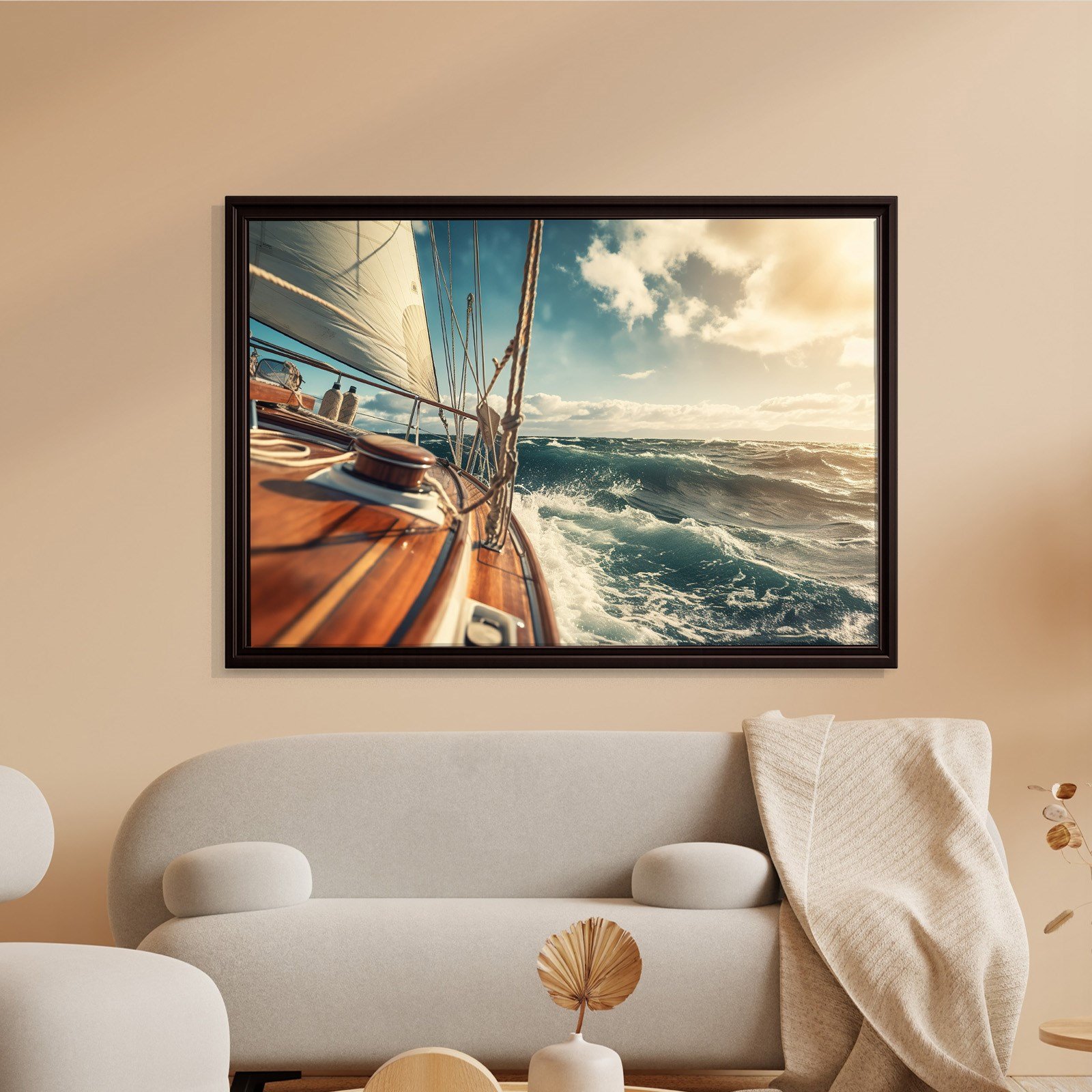 Deniz Manzarası Yelkenli Tekne Canvas Duvar Tablosu – Deniz Temalı Dekoratif Tablo