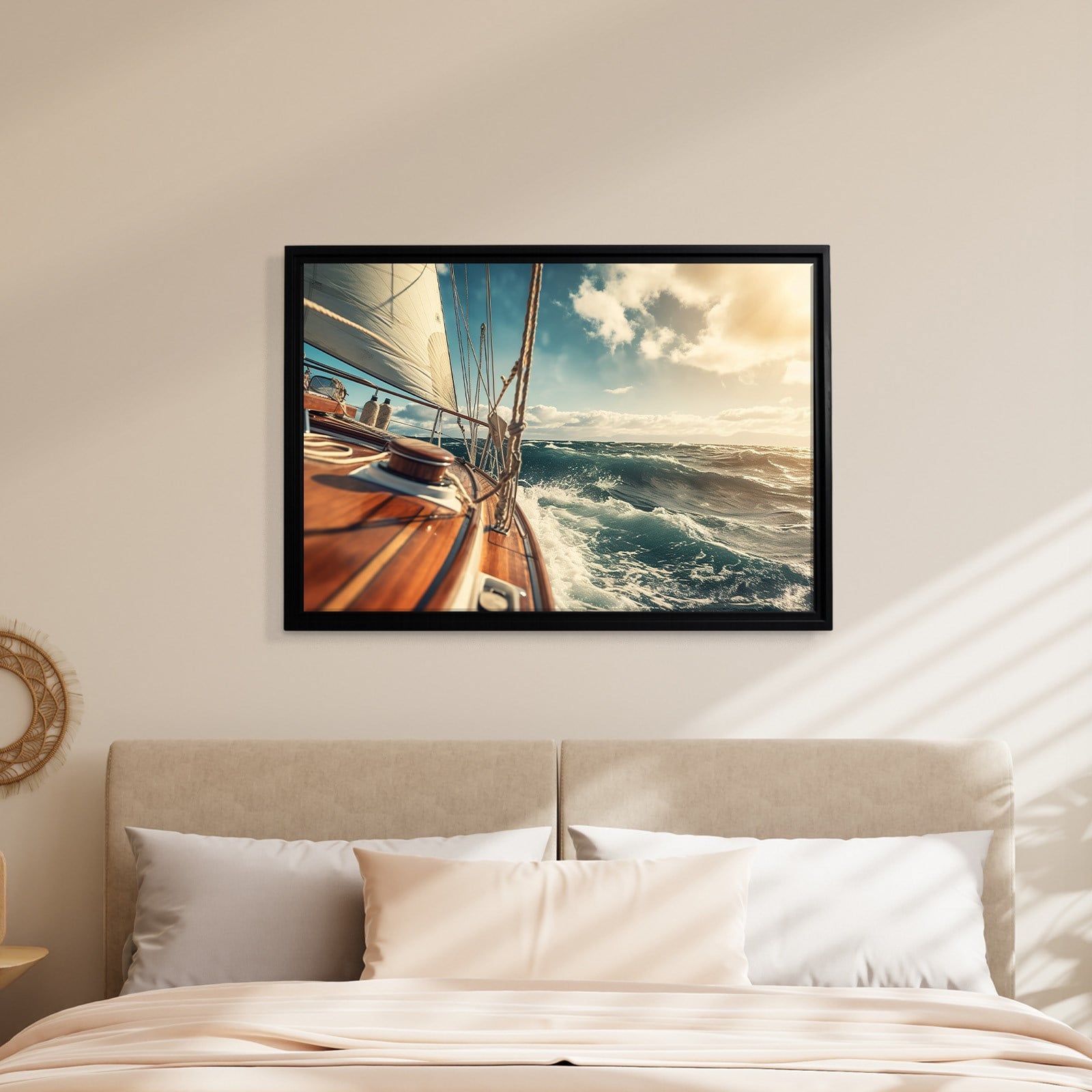 Deniz Manzarası Yelkenli Tekne Canvas Duvar Tablosu – Deniz Temalı Dekoratif Tablo