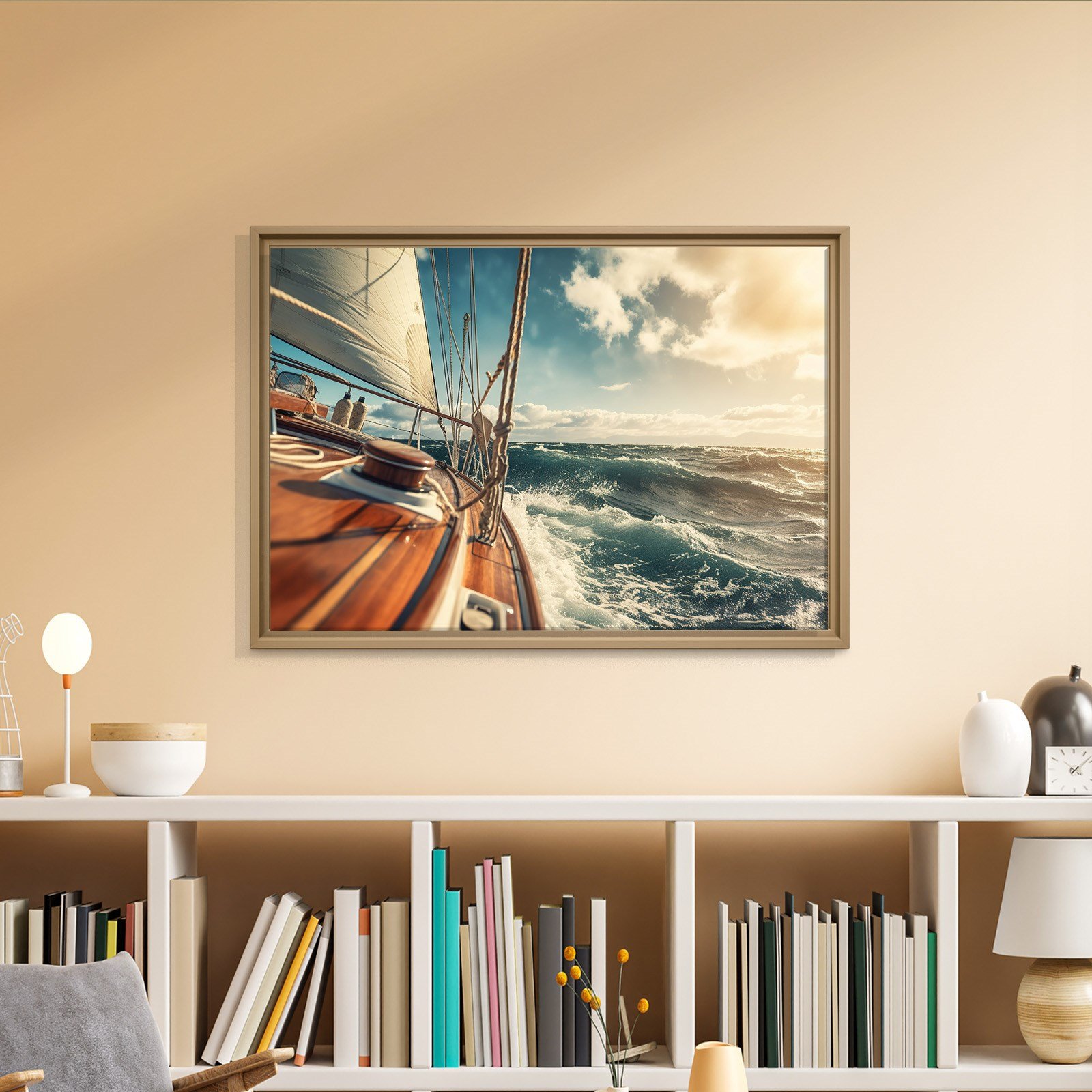 Deniz Manzarası Yelkenli Tekne Canvas Duvar Tablosu – Deniz Temalı Dekoratif Tablo