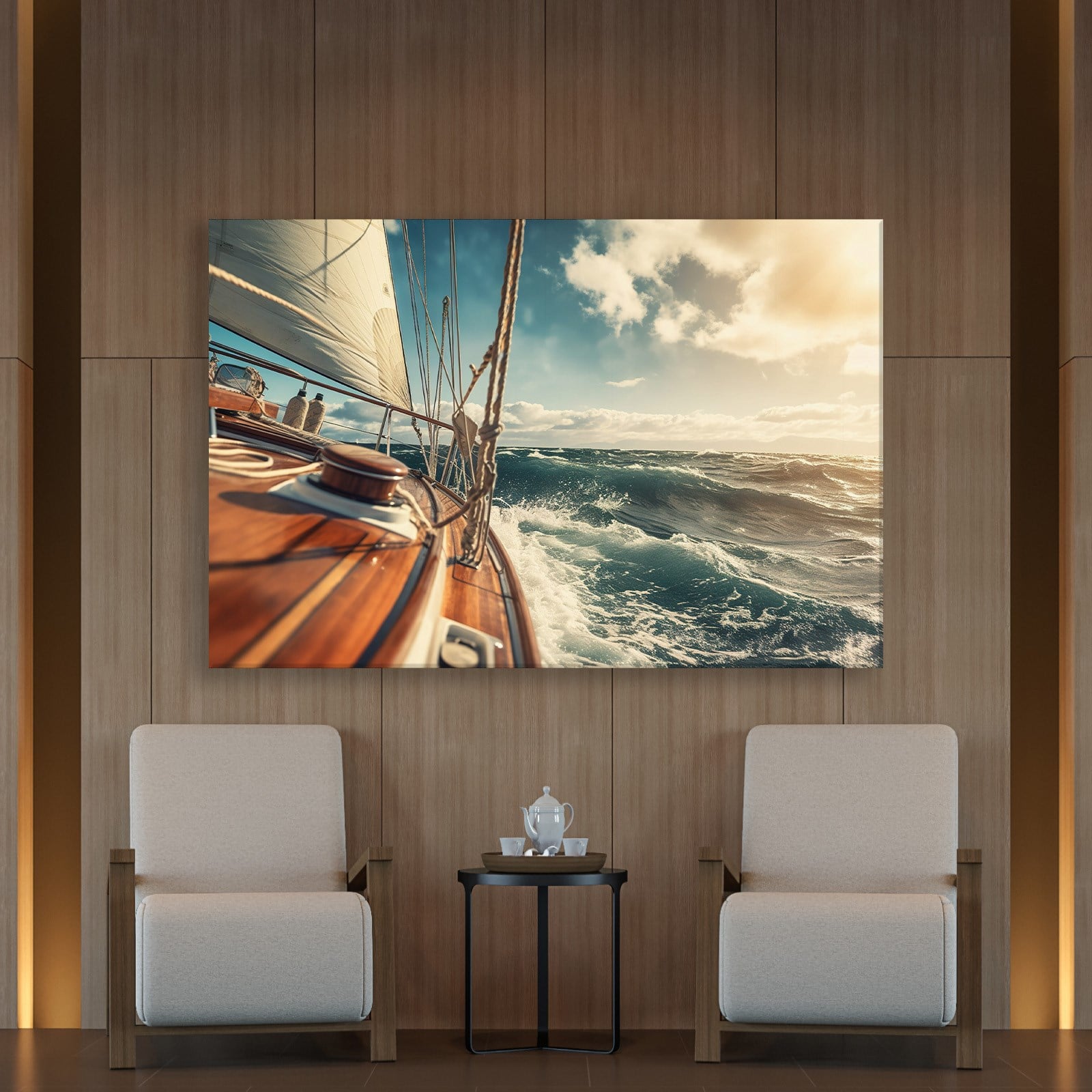 Deniz Manzarası Yelkenli Tekne Canvas Duvar Tablosu – Deniz Temalı Dekoratif Tablo