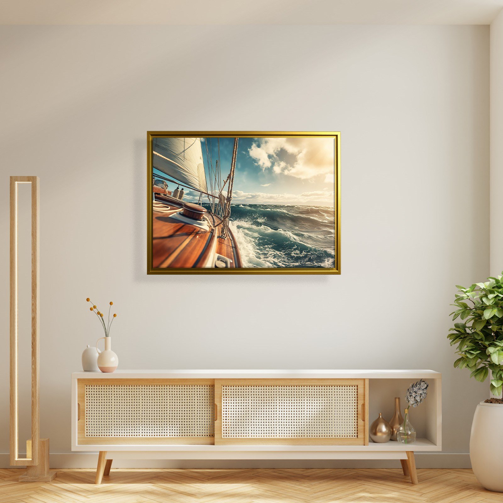 Deniz Manzarası Yelkenli Tekne Canvas Duvar Tablosu – Deniz Temalı Dekoratif Tablo