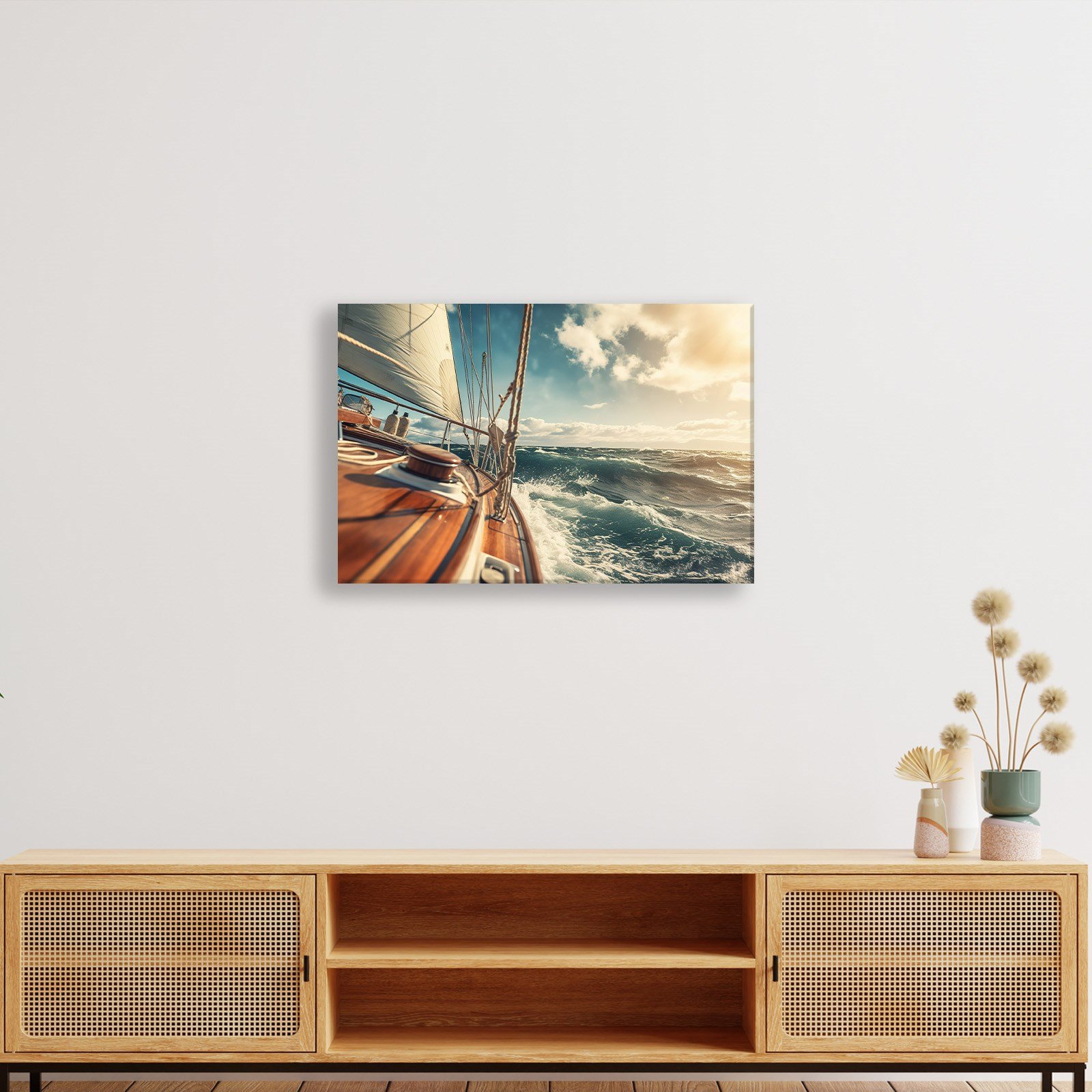 Deniz Manzarası Yelkenli Tekne Canvas Duvar Tablosu – Deniz Temalı Dekoratif Tablo