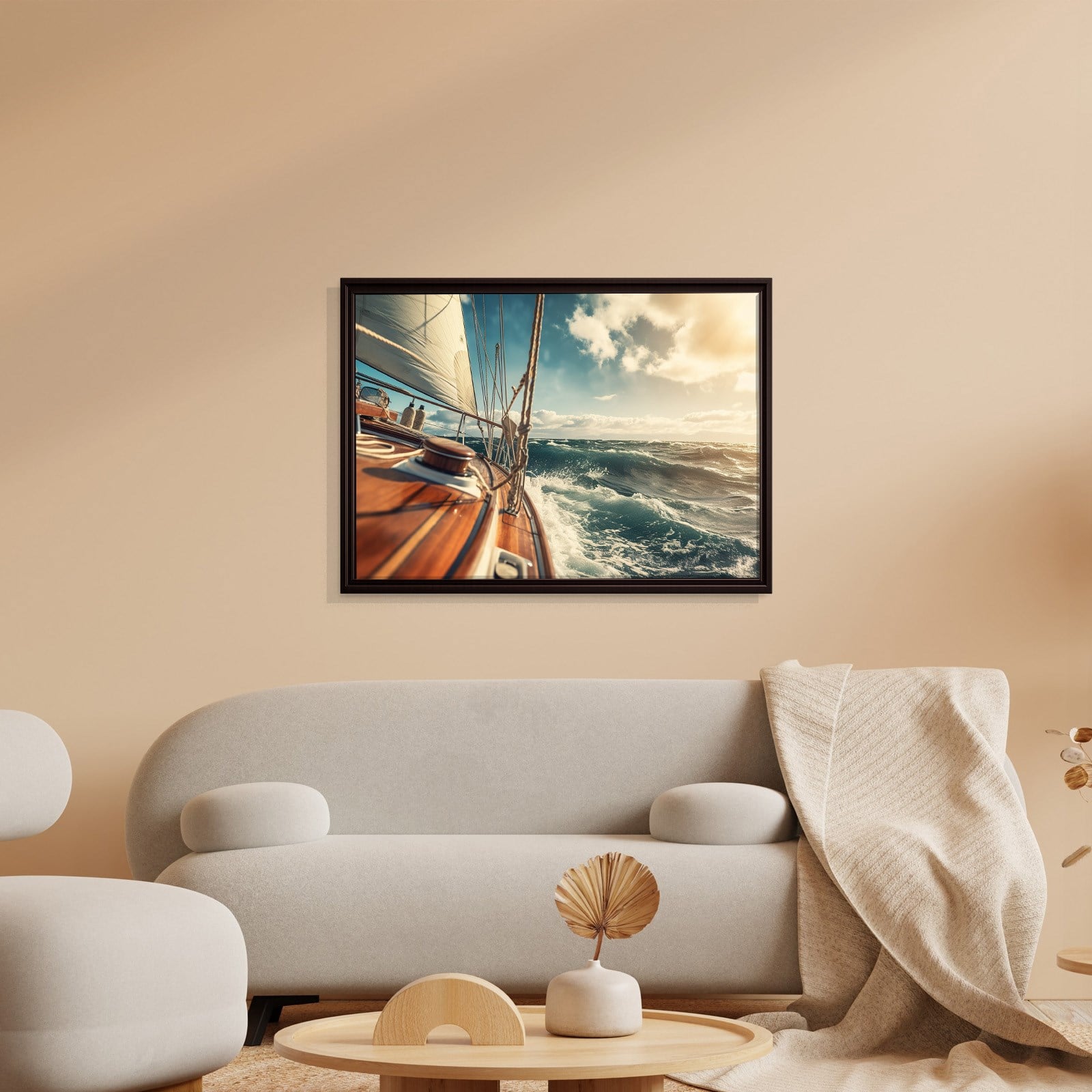 Deniz Manzarası Yelkenli Tekne Canvas Duvar Tablosu – Deniz Temalı Dekoratif Tablo