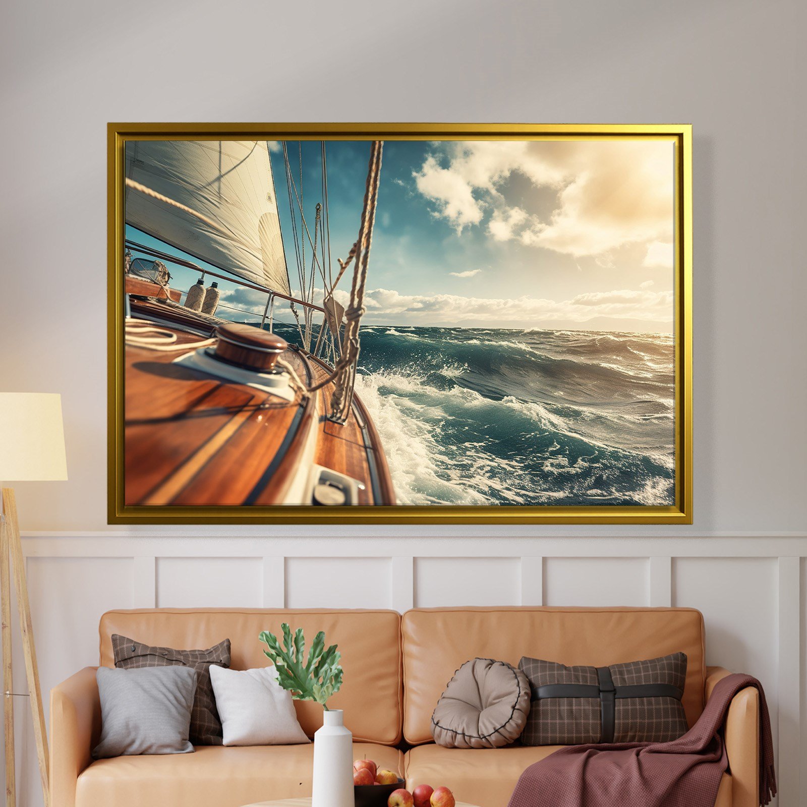 Deniz Manzarası Yelkenli Tekne Canvas Duvar Tablosu – Deniz Temalı Dekoratif Tablo