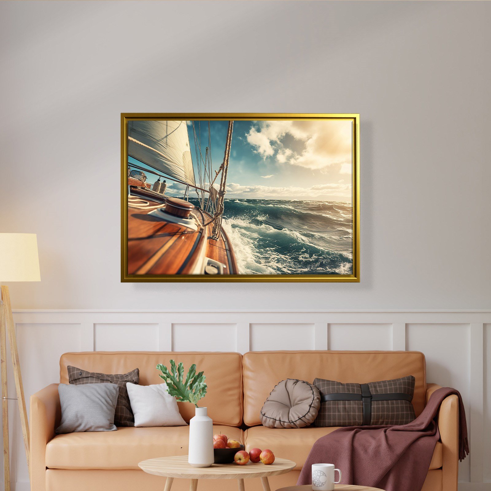 Deniz Manzarası Yelkenli Tekne Canvas Duvar Tablosu – Deniz Temalı Dekoratif Tablo