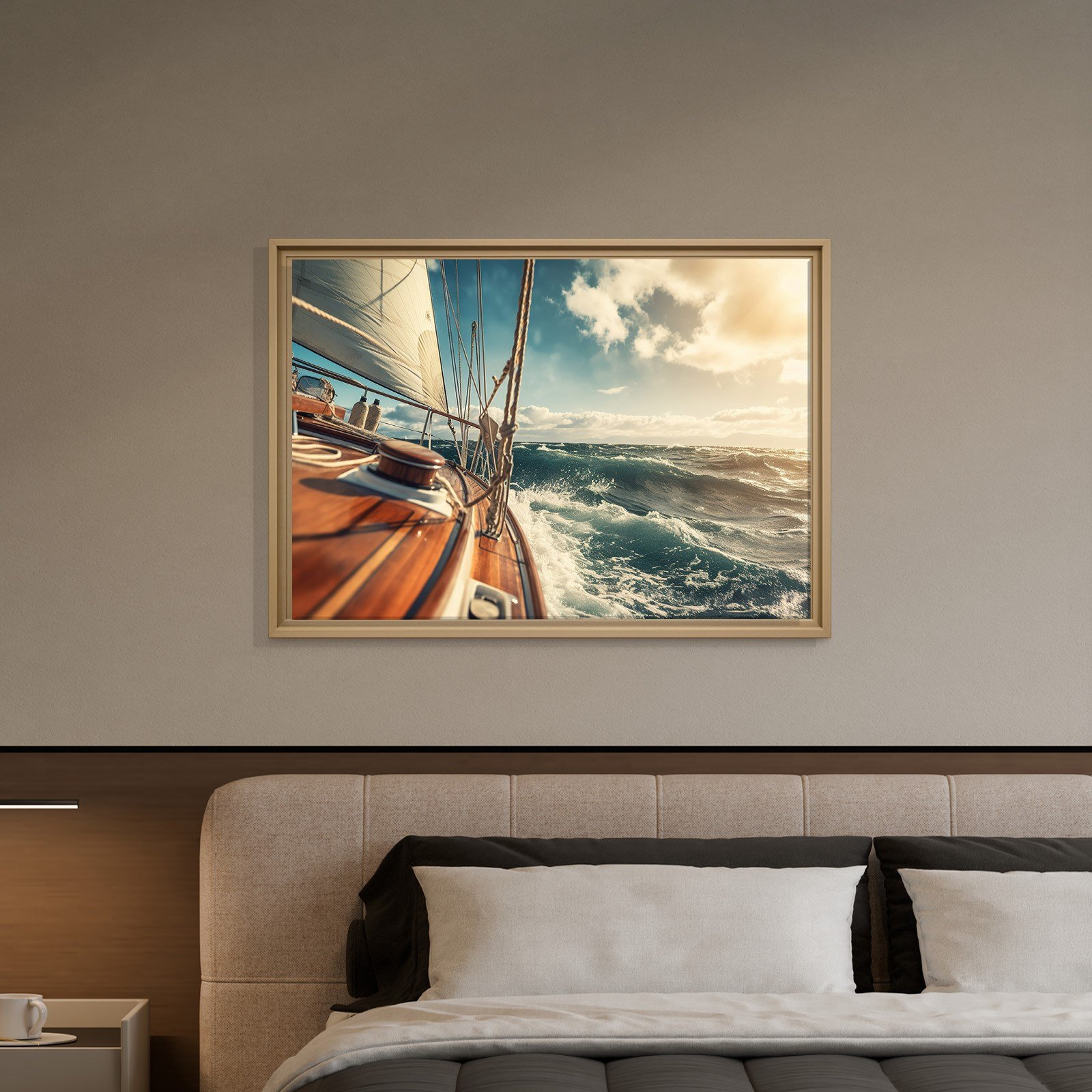 Deniz Manzarası Yelkenli Tekne Canvas Duvar Tablosu – Deniz Temalı Dekoratif Tablo