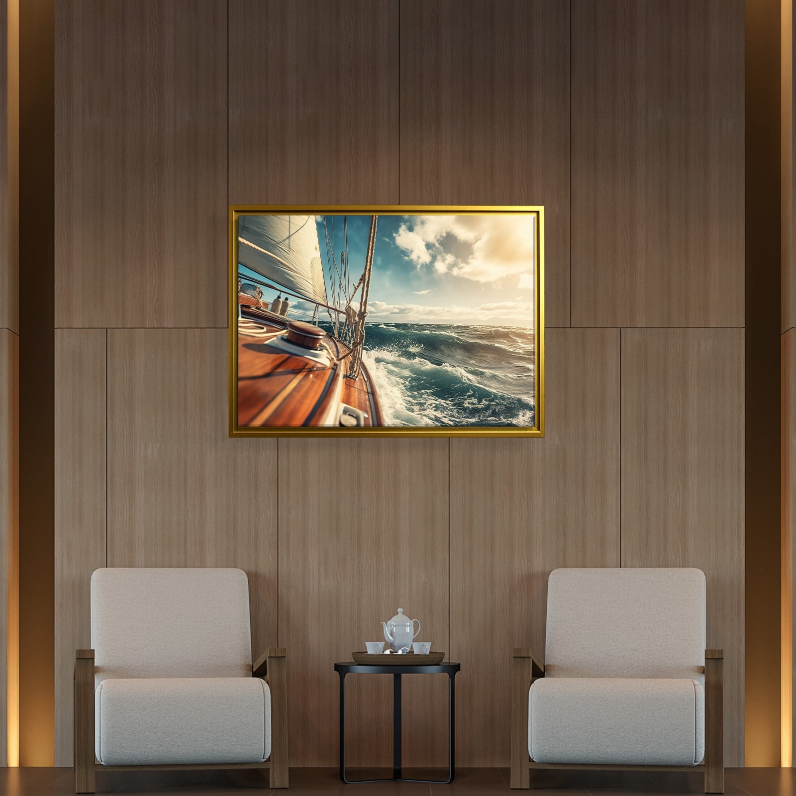 Deniz Manzarası Yelkenli Tekne Canvas Duvar Tablosu – Deniz Temalı Dekoratif Tablo