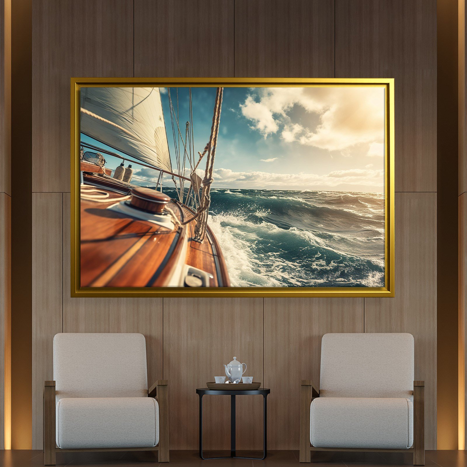 Deniz Manzarası Yelkenli Tekne Canvas Duvar Tablosu – Deniz Temalı Dekoratif Tablo