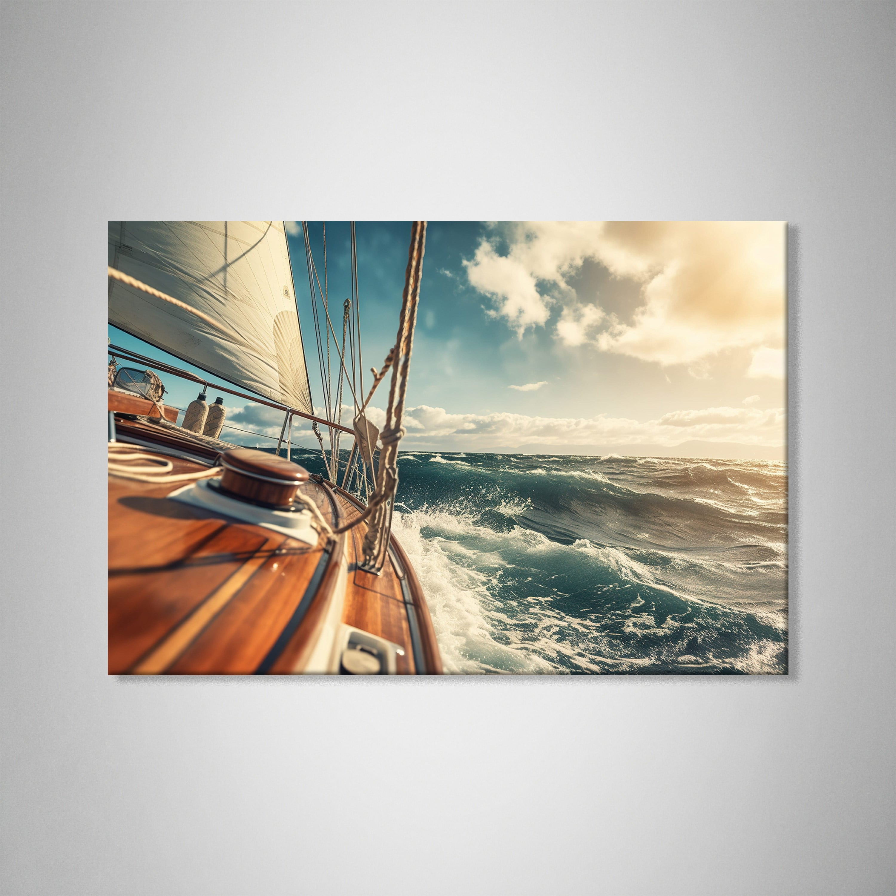 Deniz Manzarası Yelkenli Tekne Canvas Duvar Tablosu – Deniz Temalı Dekoratif Tablo