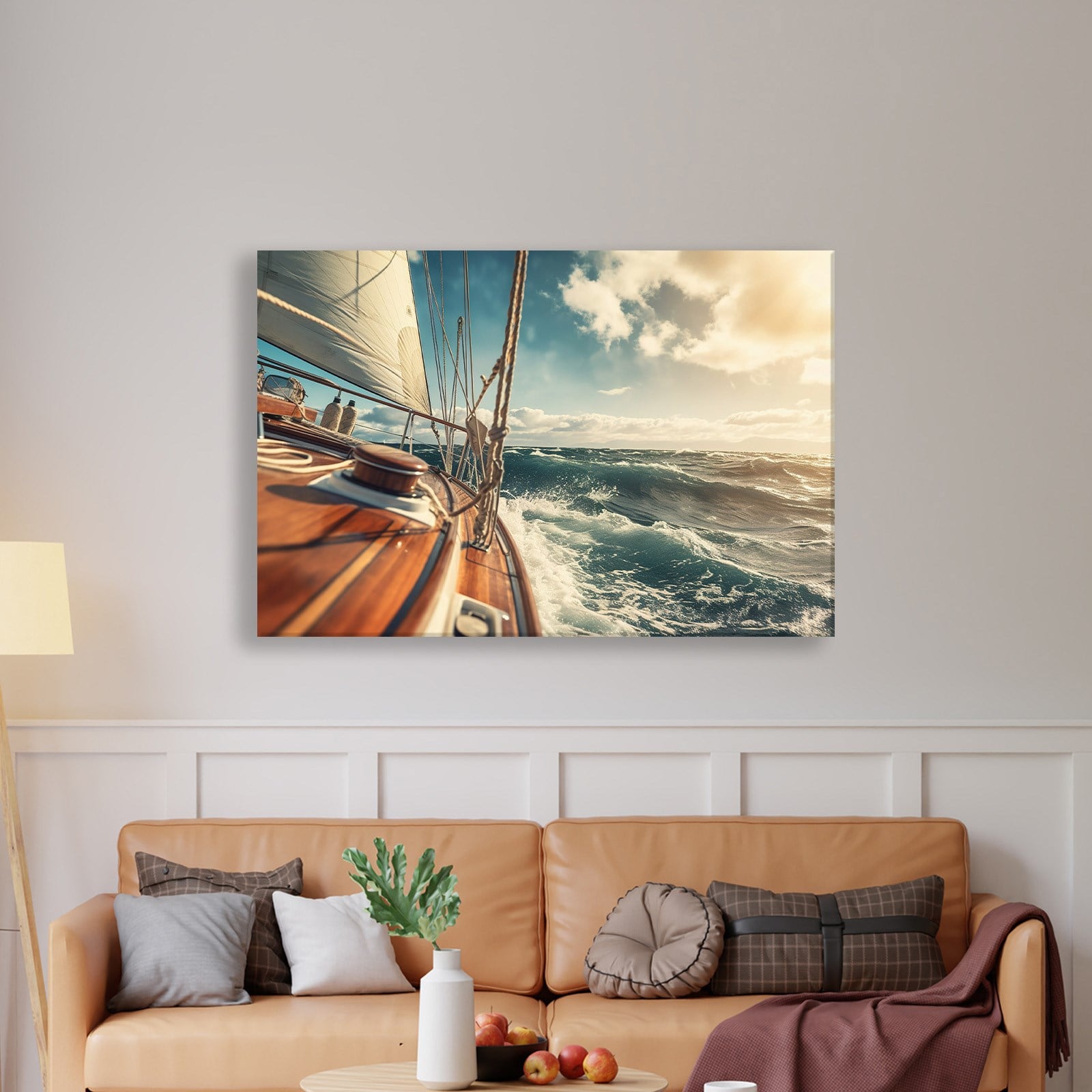 Deniz Manzarası Yelkenli Tekne Canvas Duvar Tablosu – Deniz Temalı Dekoratif Tablo