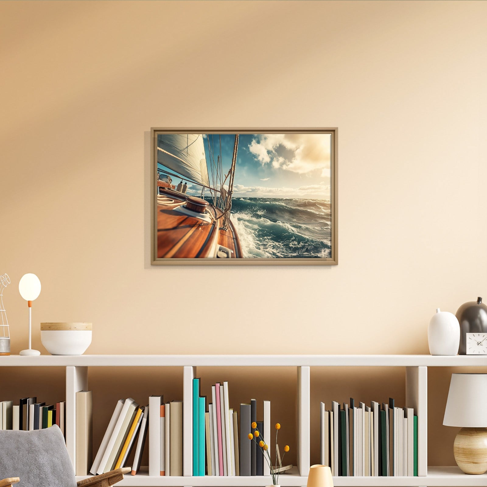 Deniz Manzarası Yelkenli Tekne Canvas Duvar Tablosu – Deniz Temalı Dekoratif Tablo