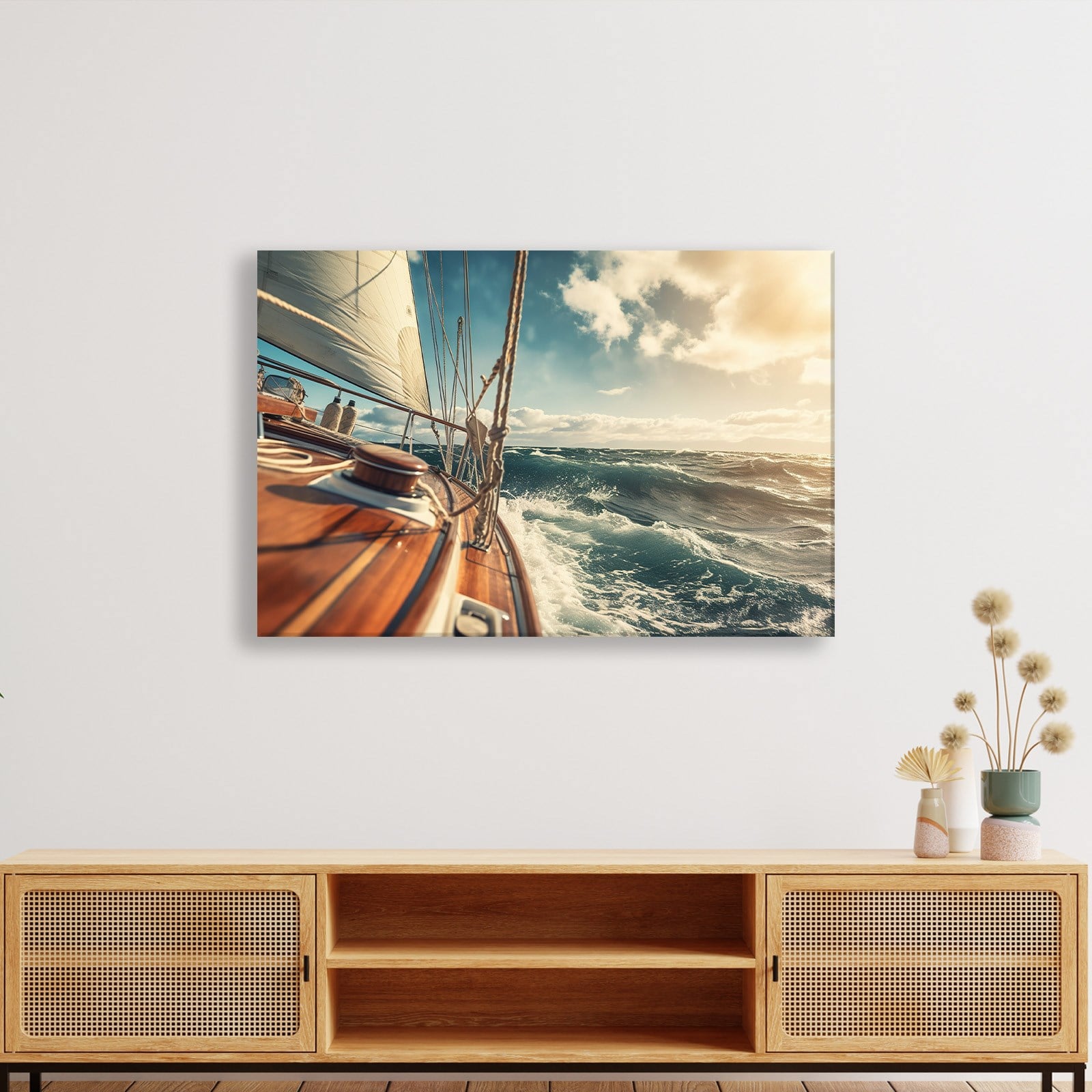 Deniz Manzarası Yelkenli Tekne Canvas Duvar Tablosu – Deniz Temalı Dekoratif Tablo