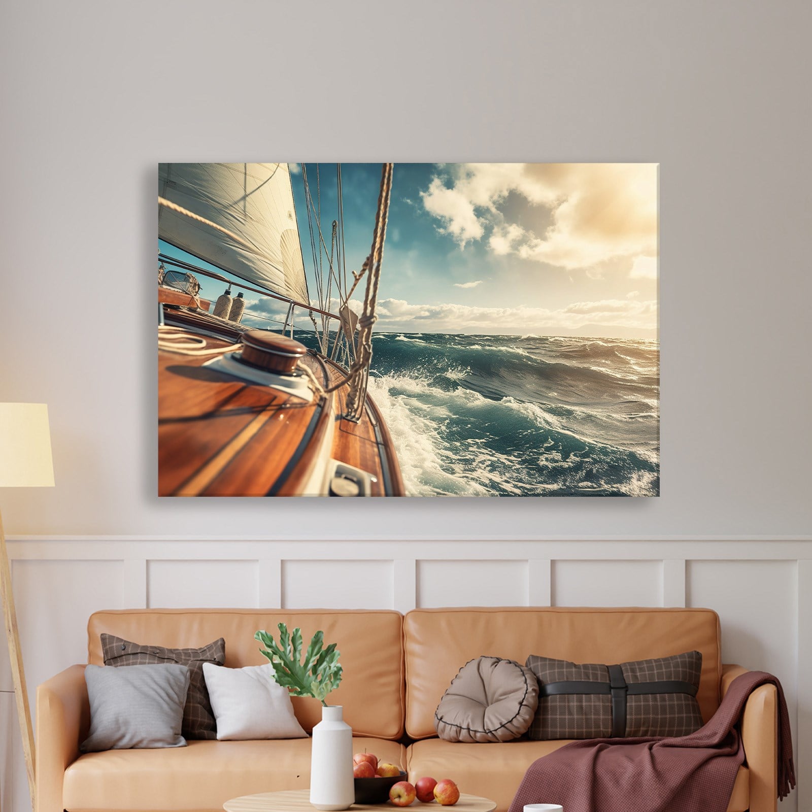 Deniz Manzarası Yelkenli Tekne Canvas Duvar Tablosu – Deniz Temalı Dekoratif Tablo