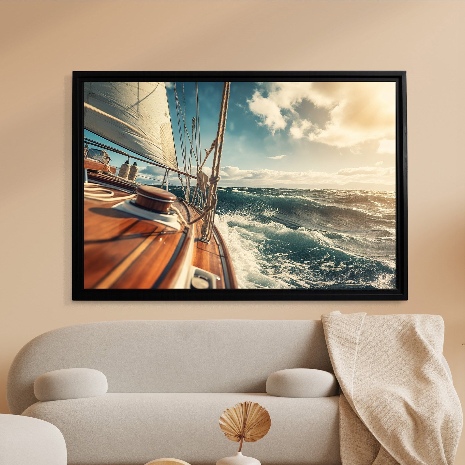 Deniz Manzarası Yelkenli Tekne Canvas Duvar Tablosu – Deniz Temalı Dekoratif Tablo