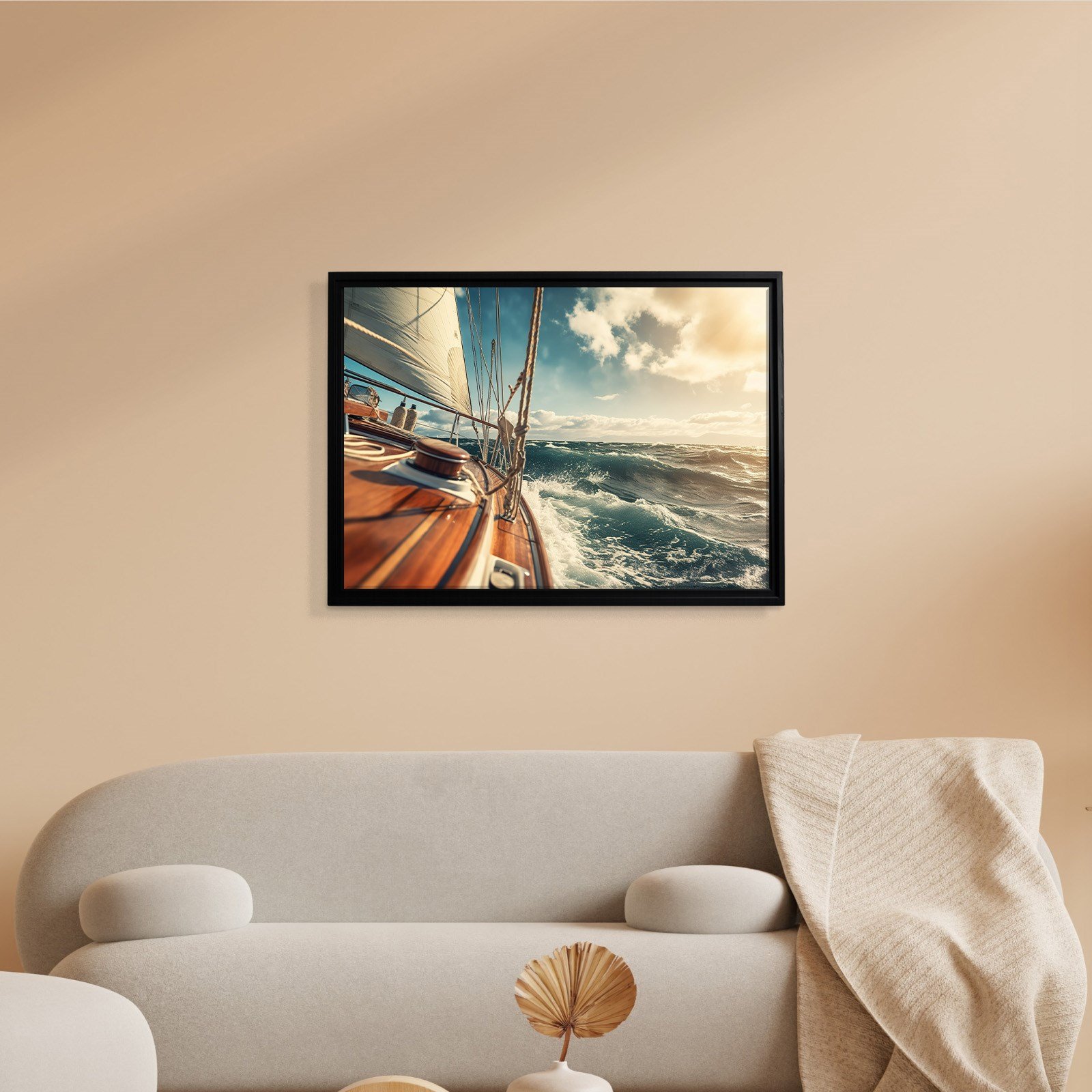 Deniz Manzarası Yelkenli Tekne Canvas Duvar Tablosu – Deniz Temalı Dekoratif Tablo