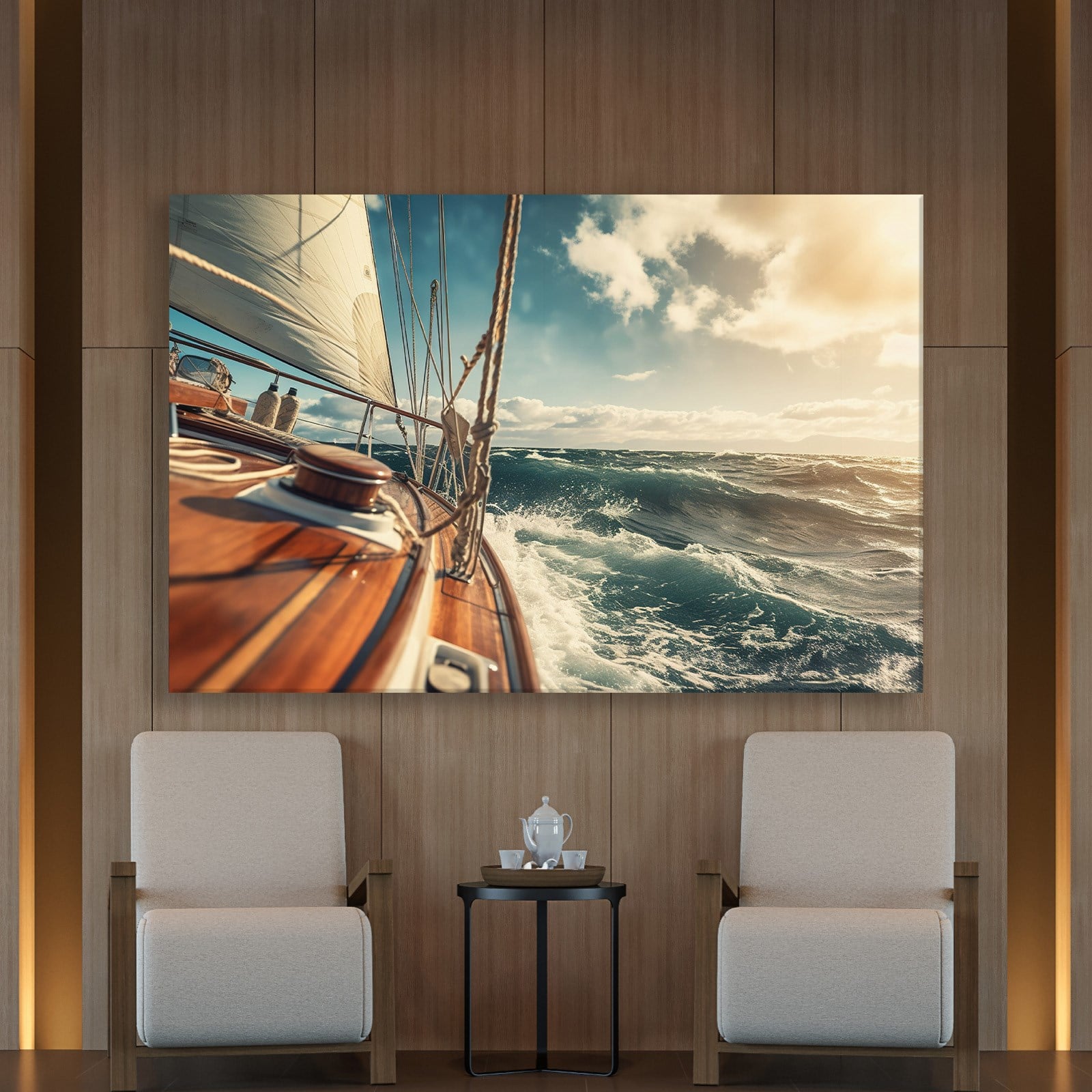 Deniz Manzarası Yelkenli Tekne Canvas Duvar Tablosu – Deniz Temalı Dekoratif Tablo