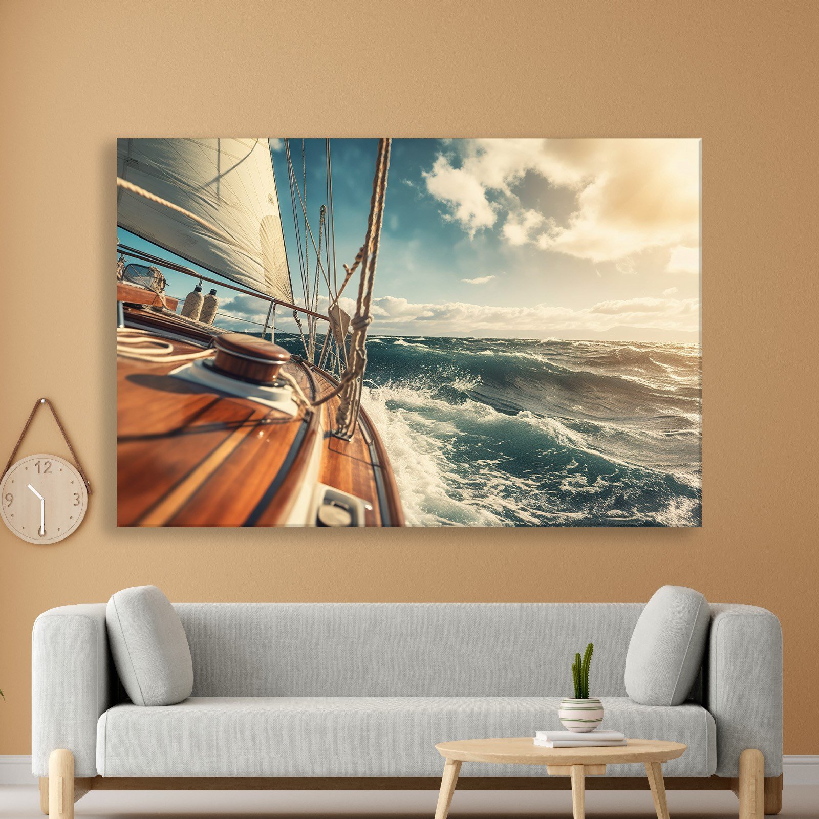 Deniz Manzarası Yelkenli Tekne Canvas Duvar Tablosu – Deniz Temalı Dekoratif Tablo