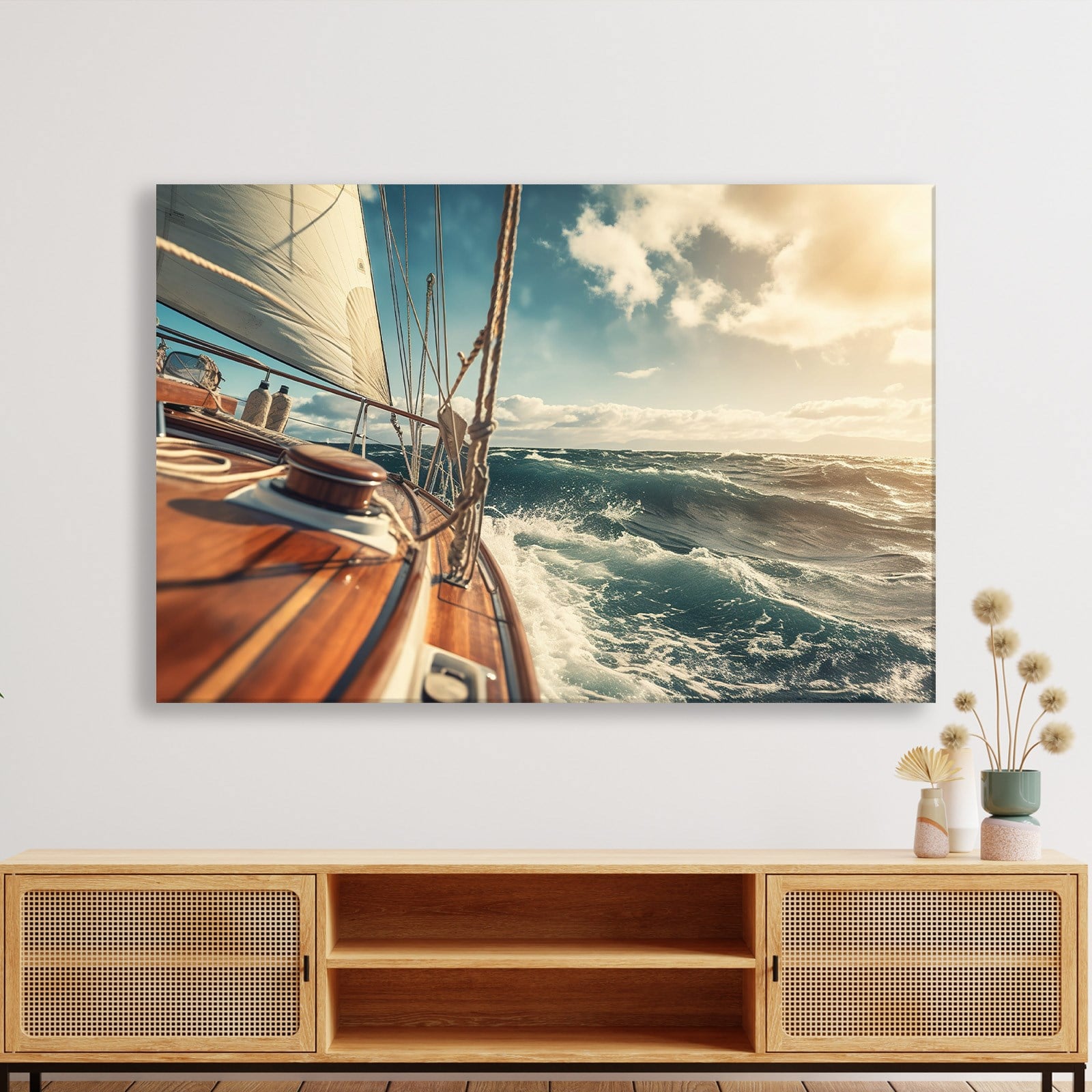 Deniz Manzarası Yelkenli Tekne Canvas Duvar Tablosu – Deniz Temalı Dekoratif Tablo