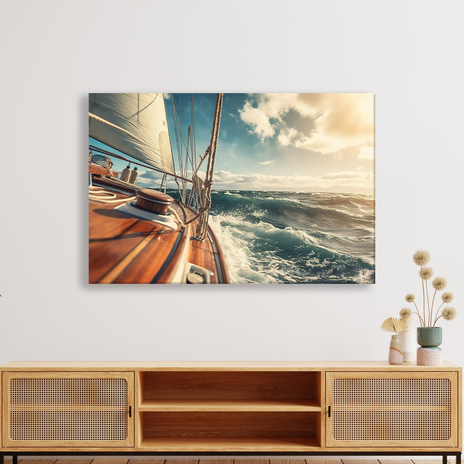 Deniz Manzarası Yelkenli Tekne Canvas Duvar Tablosu – Deniz Temalı Dekoratif Tablo