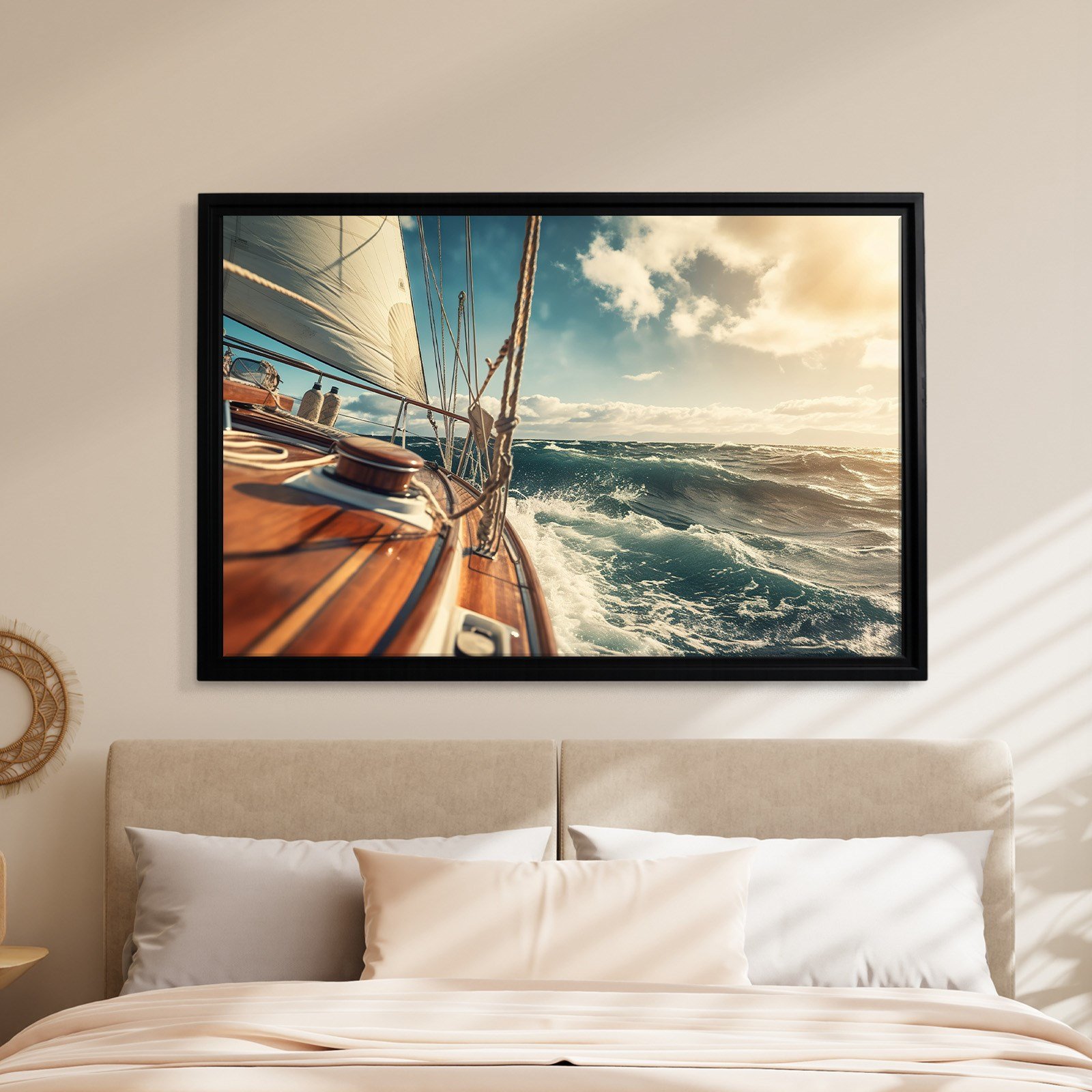 Deniz Manzarası Yelkenli Tekne Canvas Duvar Tablosu – Deniz Temalı Dekoratif Tablo