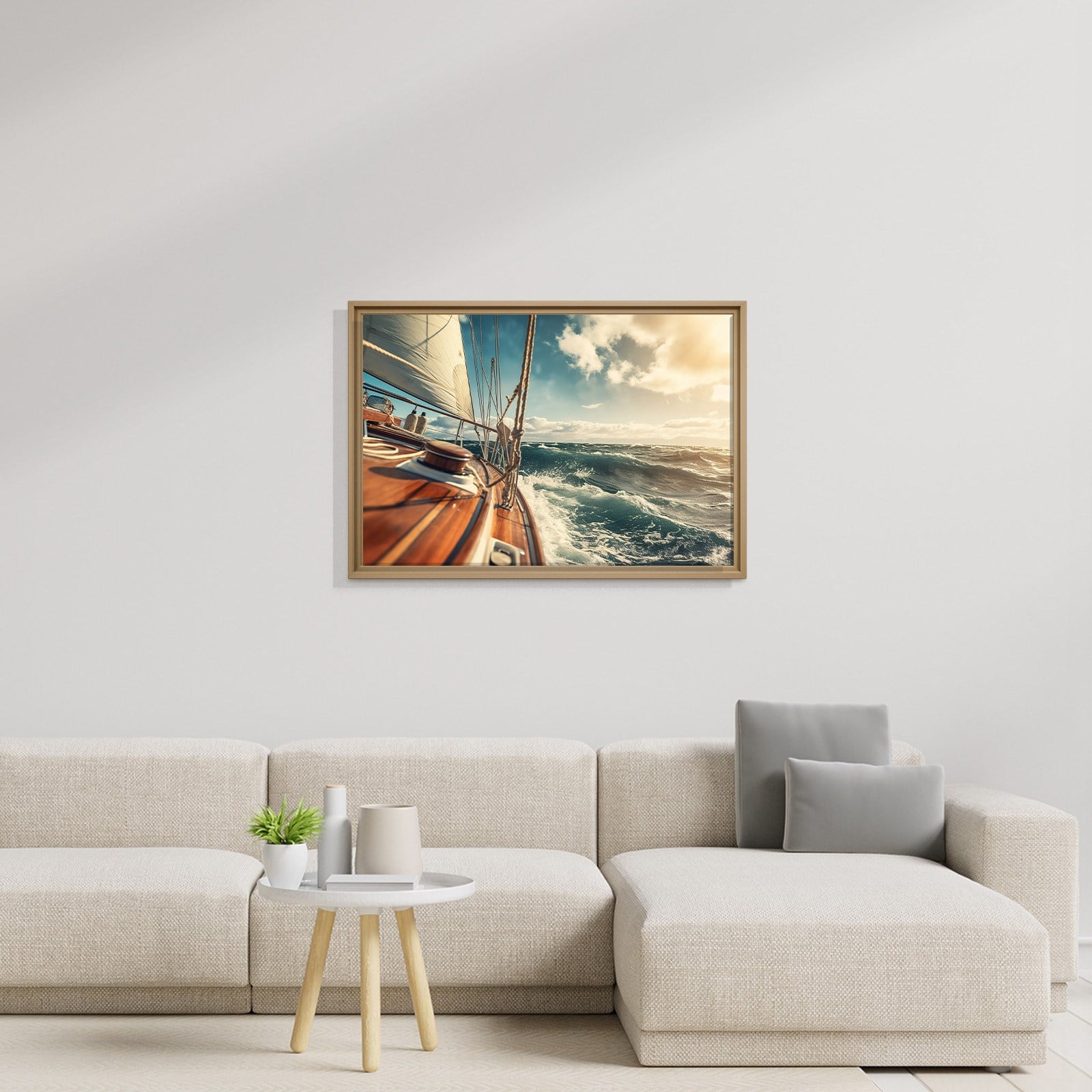 Deniz Manzarası Yelkenli Tekne Canvas Duvar Tablosu – Deniz Temalı Dekoratif Tablo