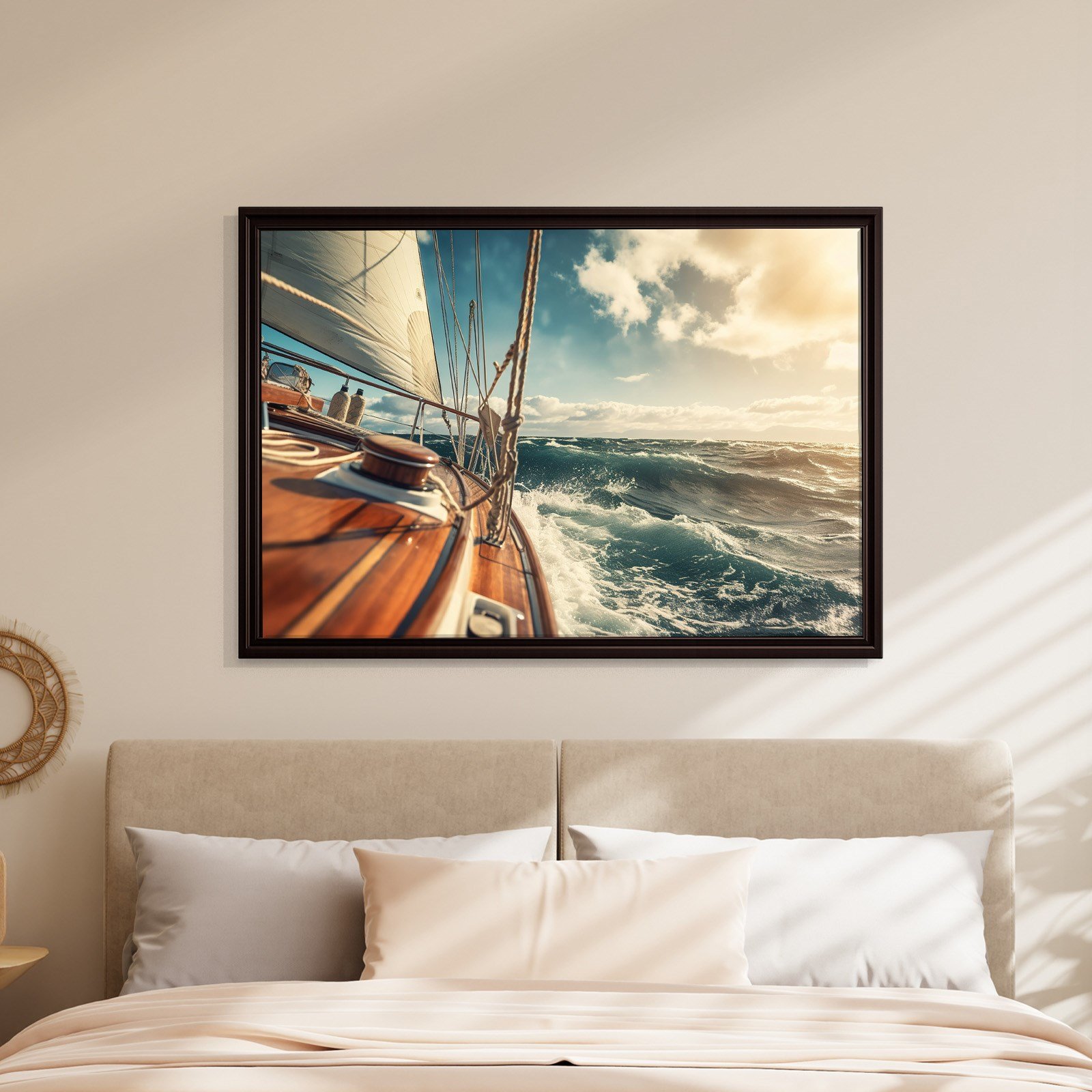 Deniz Manzarası Yelkenli Tekne Canvas Duvar Tablosu – Deniz Temalı Dekoratif Tablo