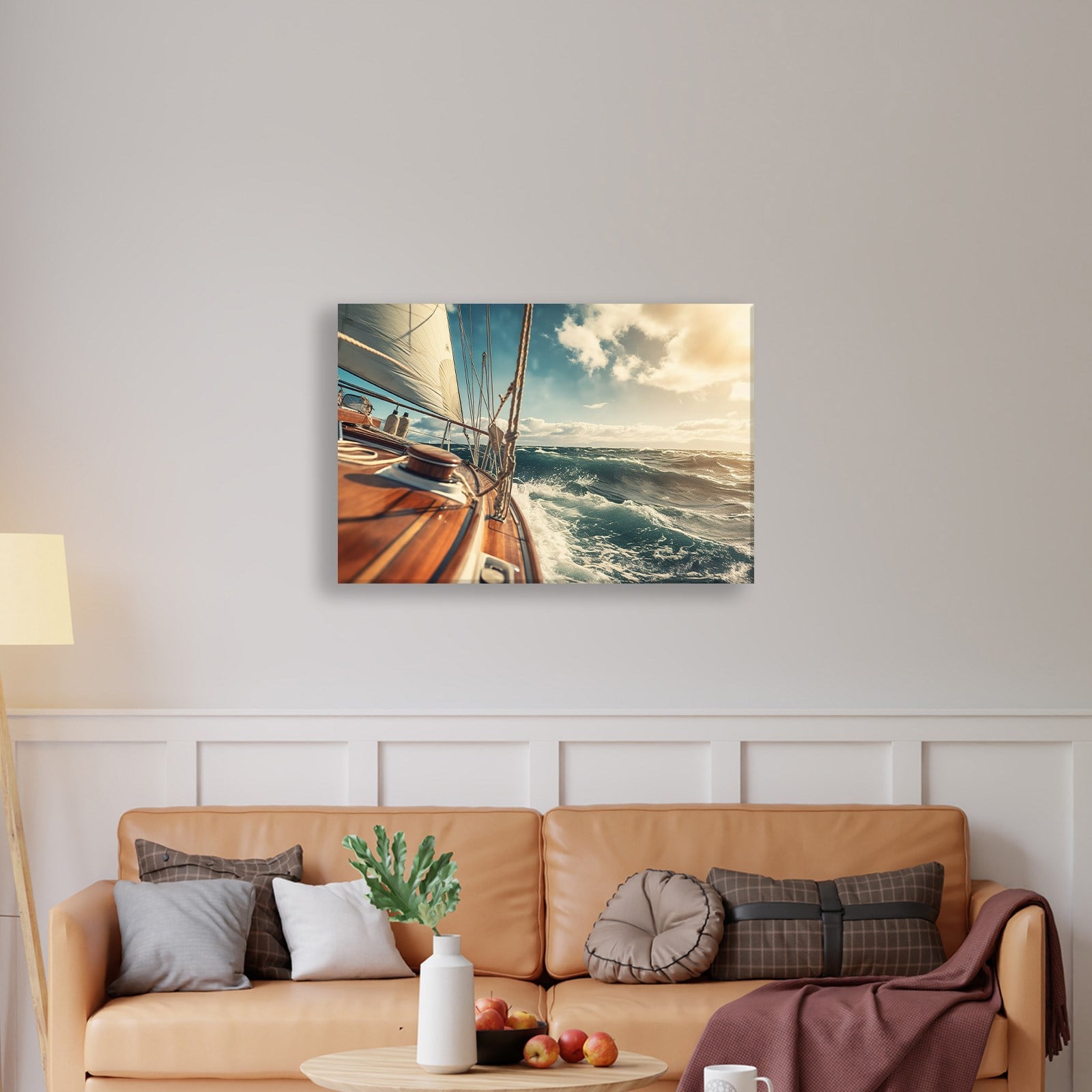 Deniz Manzarası Yelkenli Tekne Canvas Duvar Tablosu – Deniz Temalı Dekoratif Tablo