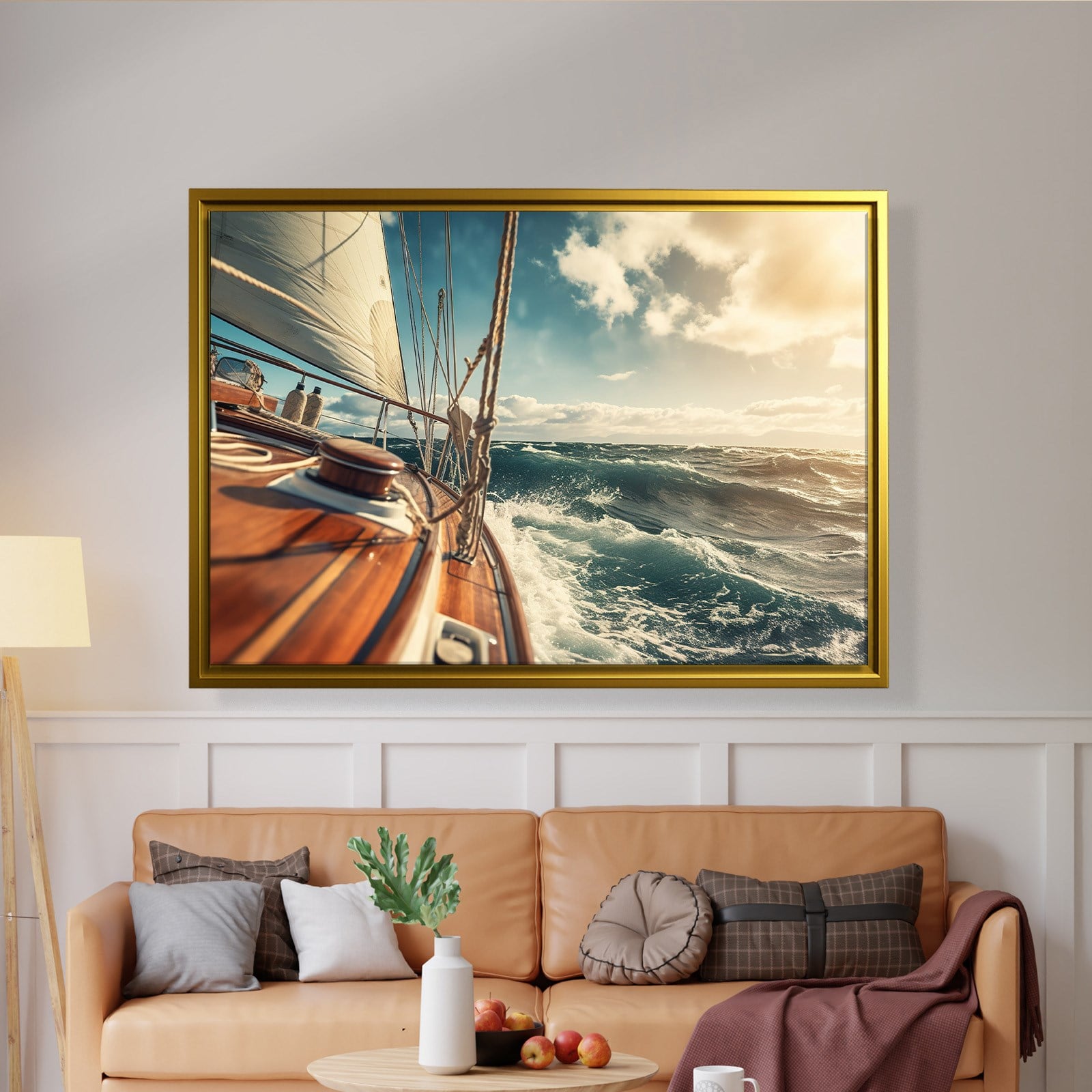 Deniz Manzarası Yelkenli Tekne Canvas Duvar Tablosu – Deniz Temalı Dekoratif Tablo