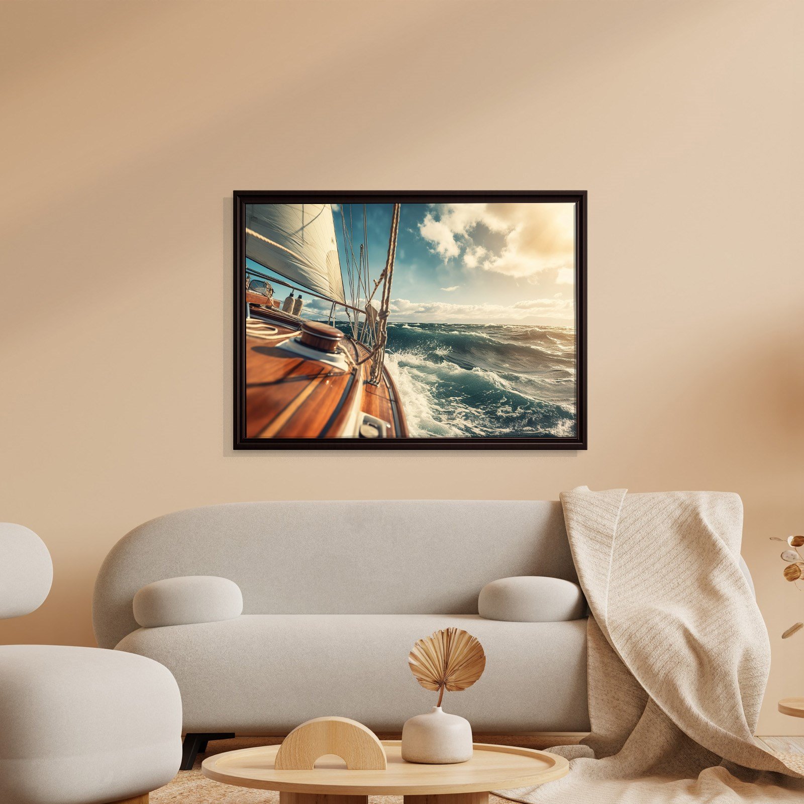 Deniz Manzarası Yelkenli Tekne Canvas Duvar Tablosu – Deniz Temalı Dekoratif Tablo
