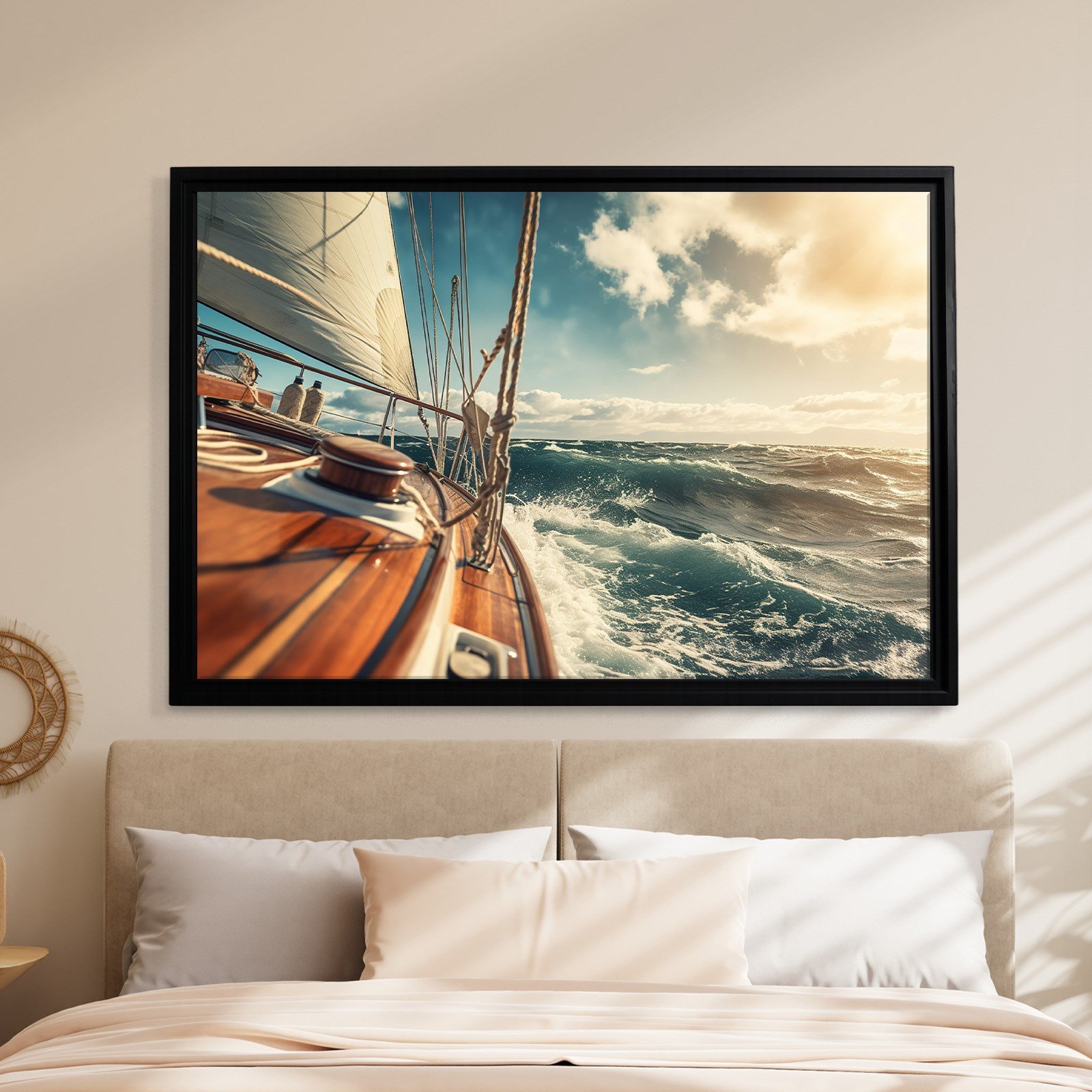 Deniz Manzarası Yelkenli Tekne Canvas Duvar Tablosu – Deniz Temalı Dekoratif Tablo