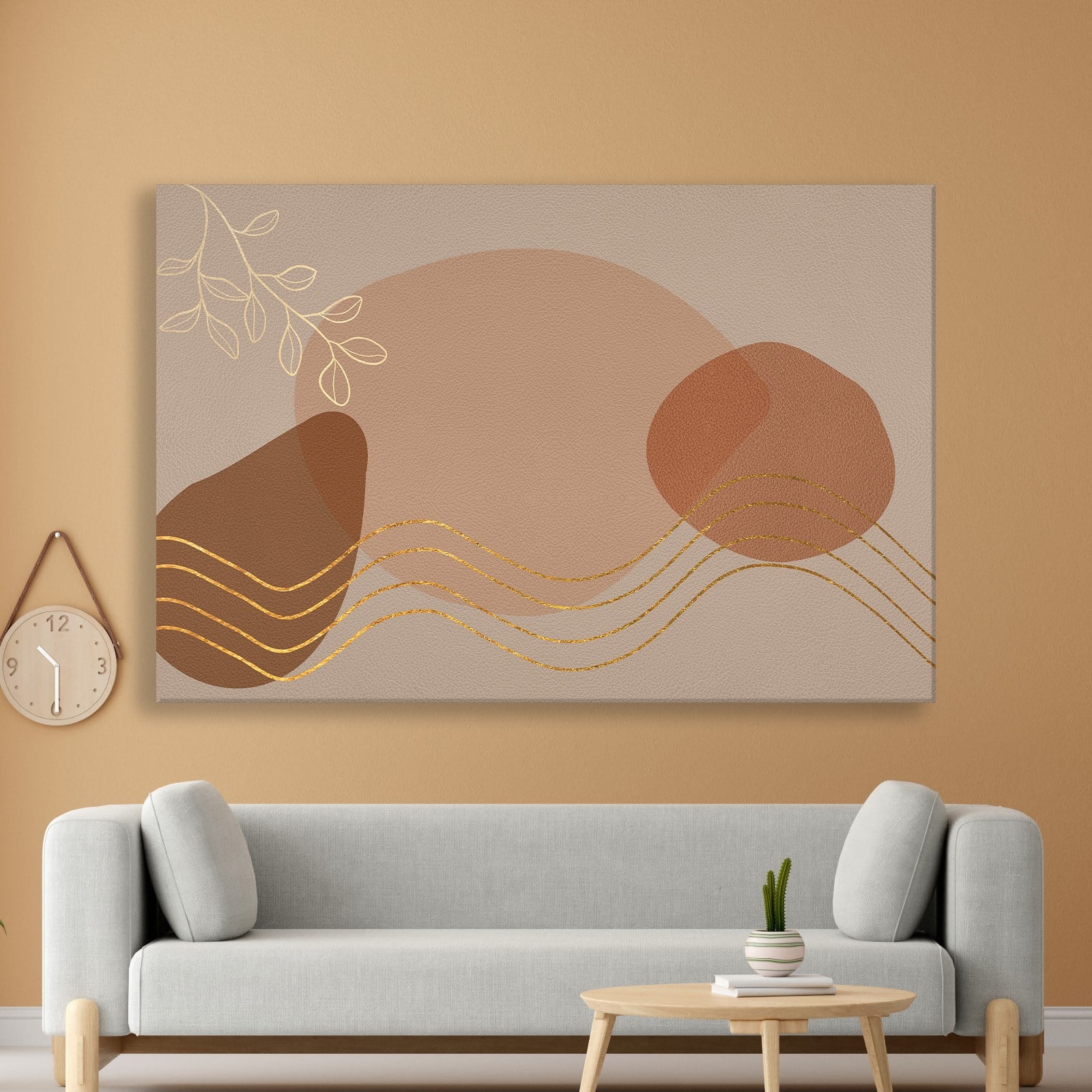 Doğanın Akışı – Toprak Tonlarında Altın Detaylı Bohem Tablo
