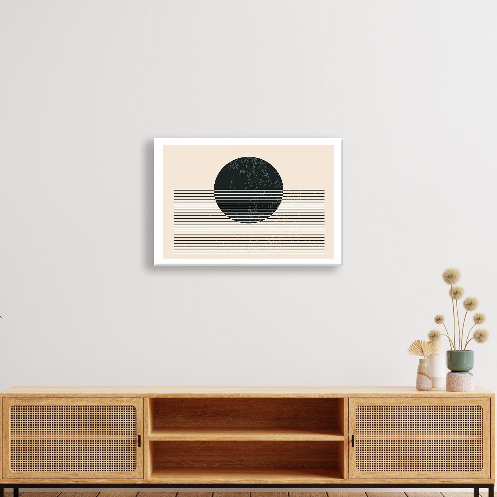 essiz Ufuk – Minimalist Siyah Güneş Soyut Kanvas Tablo