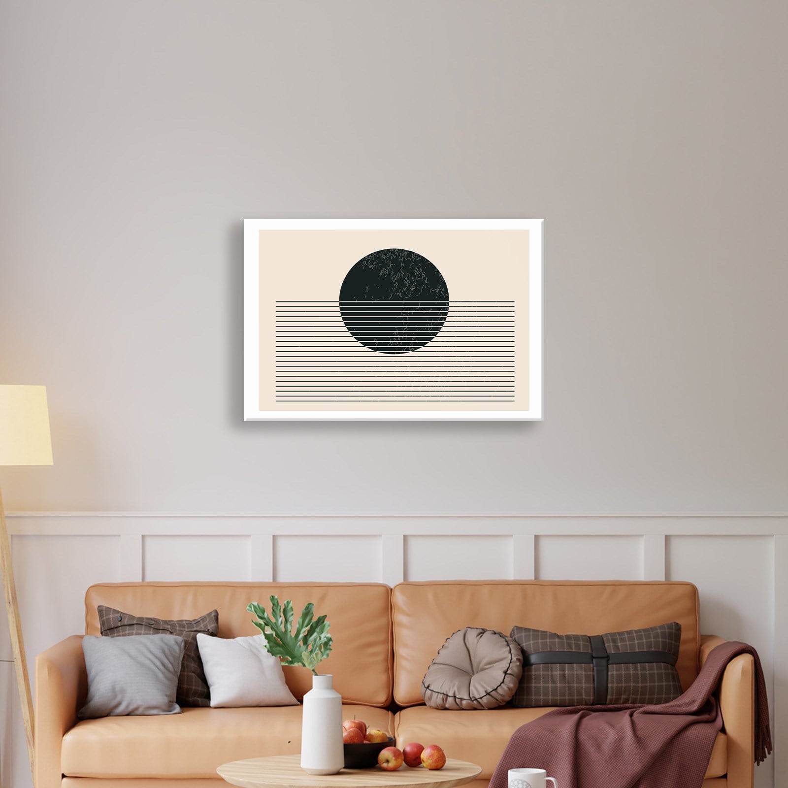 essiz Ufuk – Minimalist Siyah Güneş Soyut Kanvas Tablo