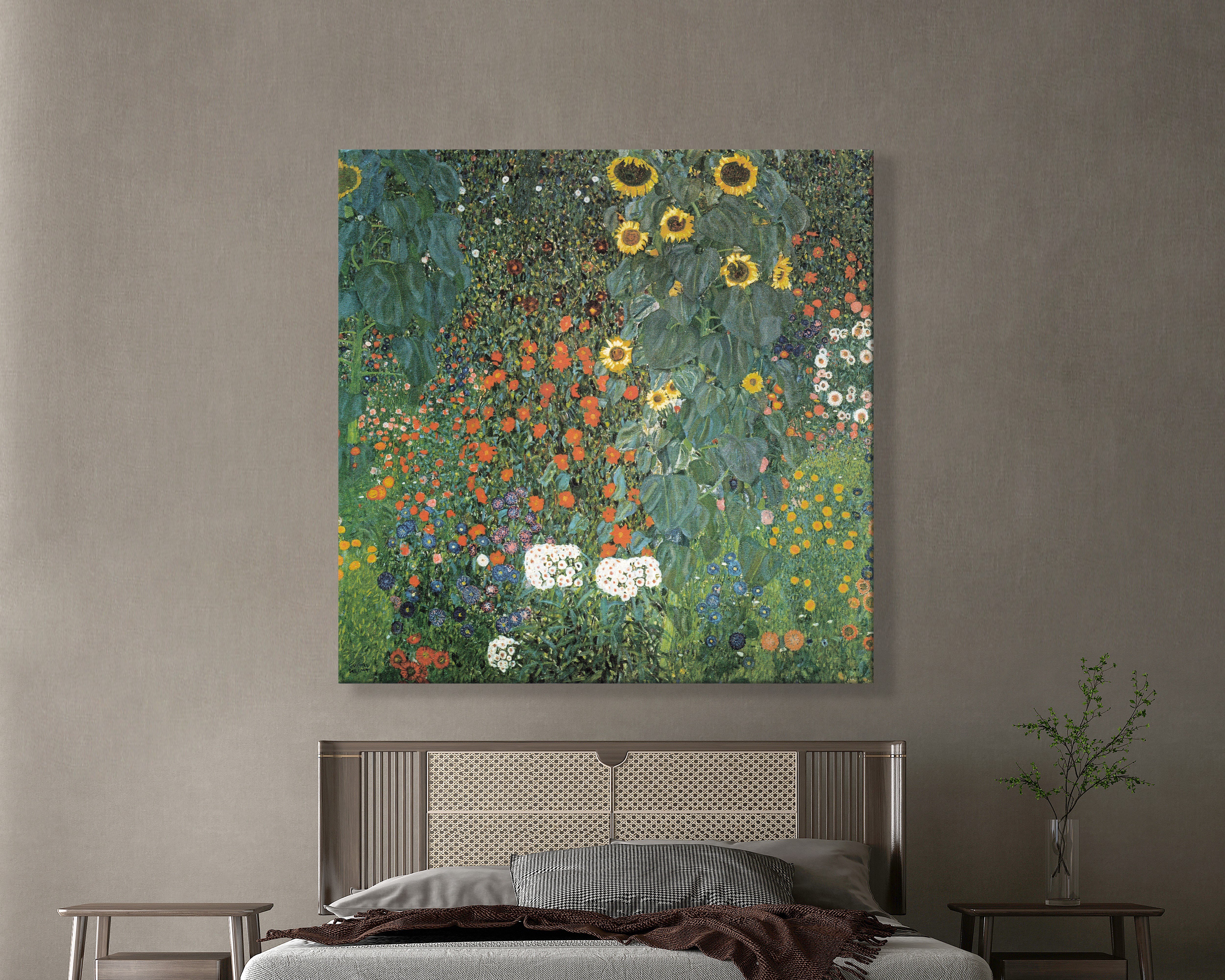 Gustav Klimt Farm Garden with Sunflowers Kanvas Tablo – Ayçiçekli Çiçek Bahçesi
