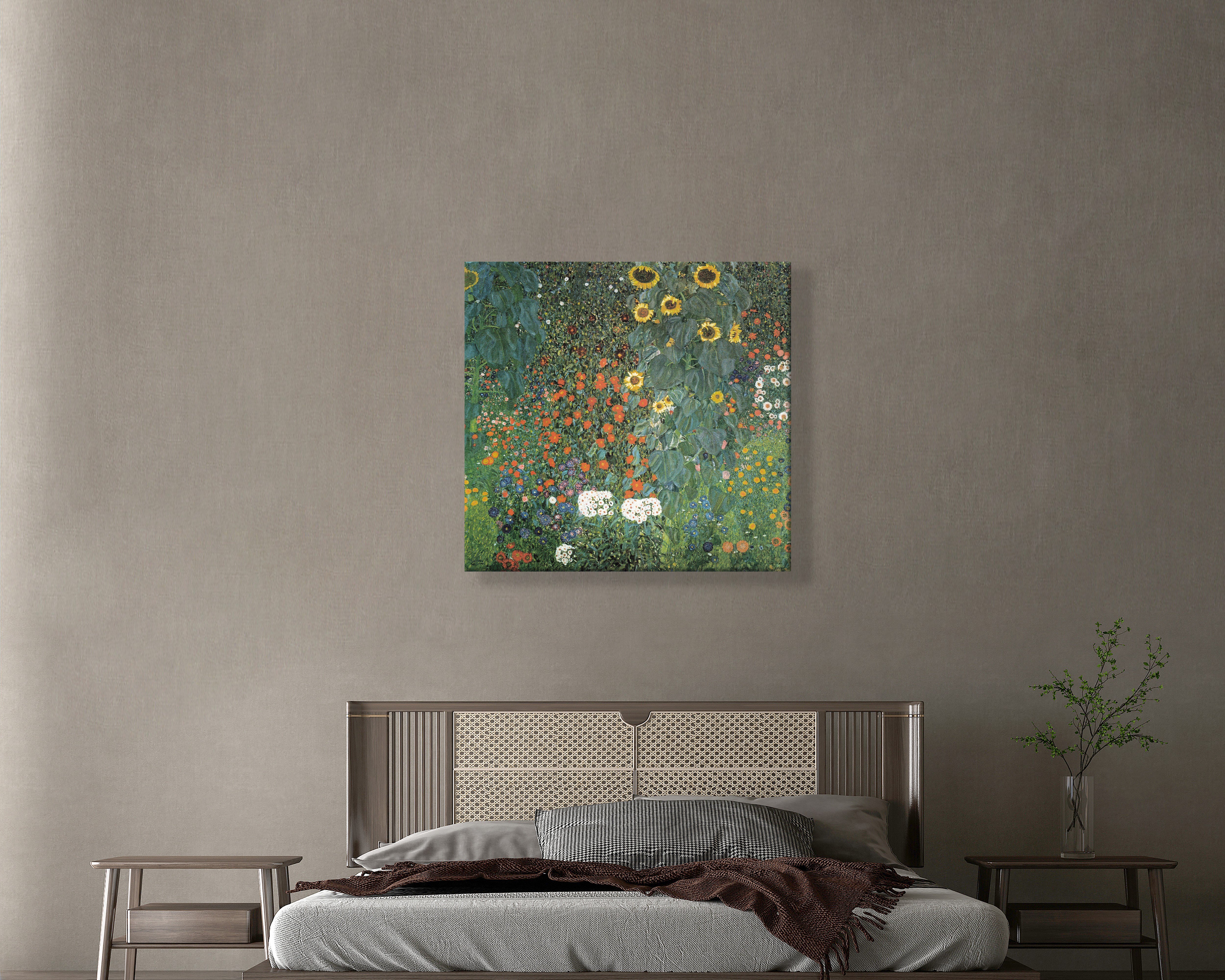 Gustav Klimt Farm Garden with Sunflowers Kanvas Tablo – Ayçiçekli Çiçek Bahçesi