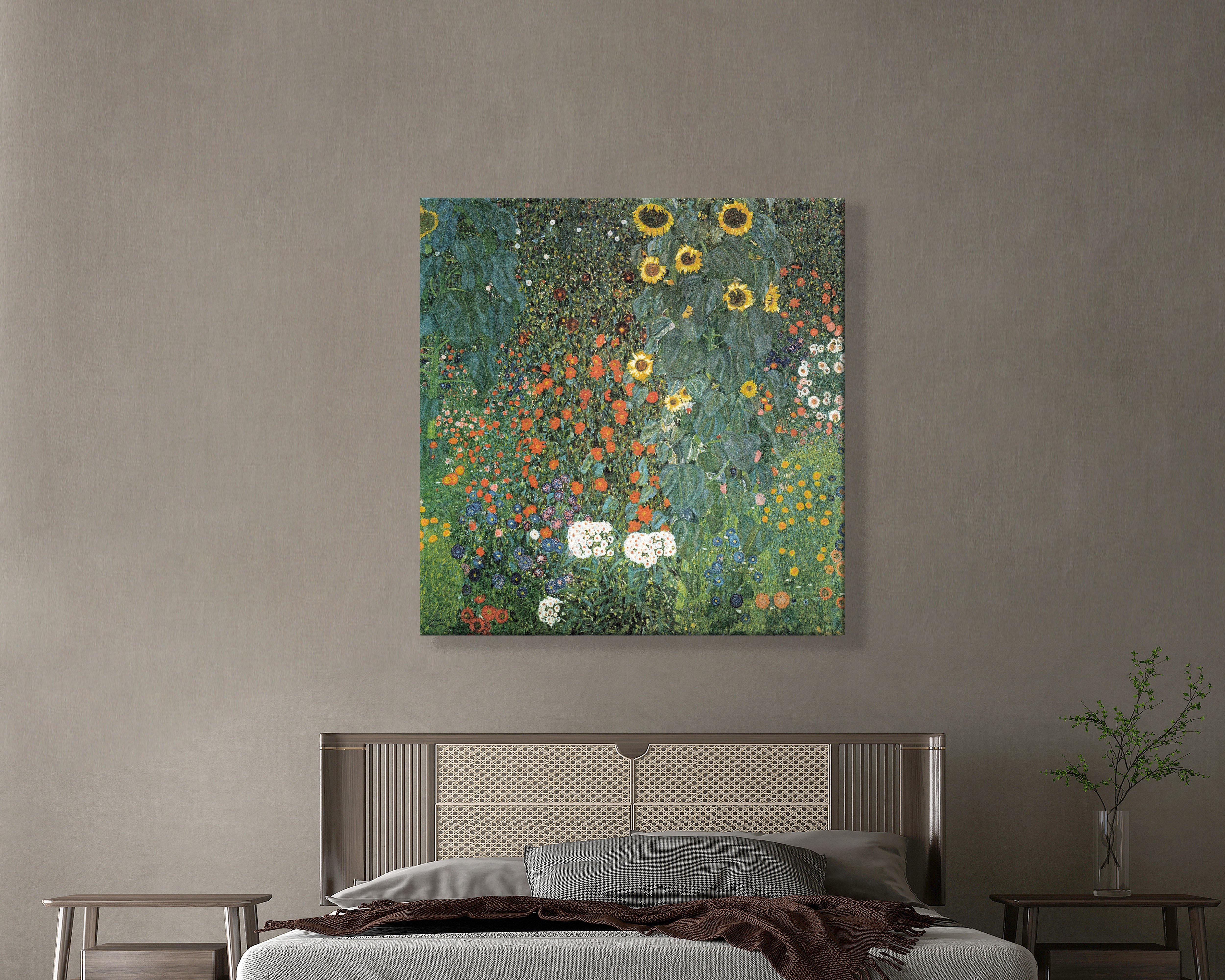Gustav Klimt Farm Garden with Sunflowers Kanvas Tablo – Ayçiçekli Çiçek Bahçesi