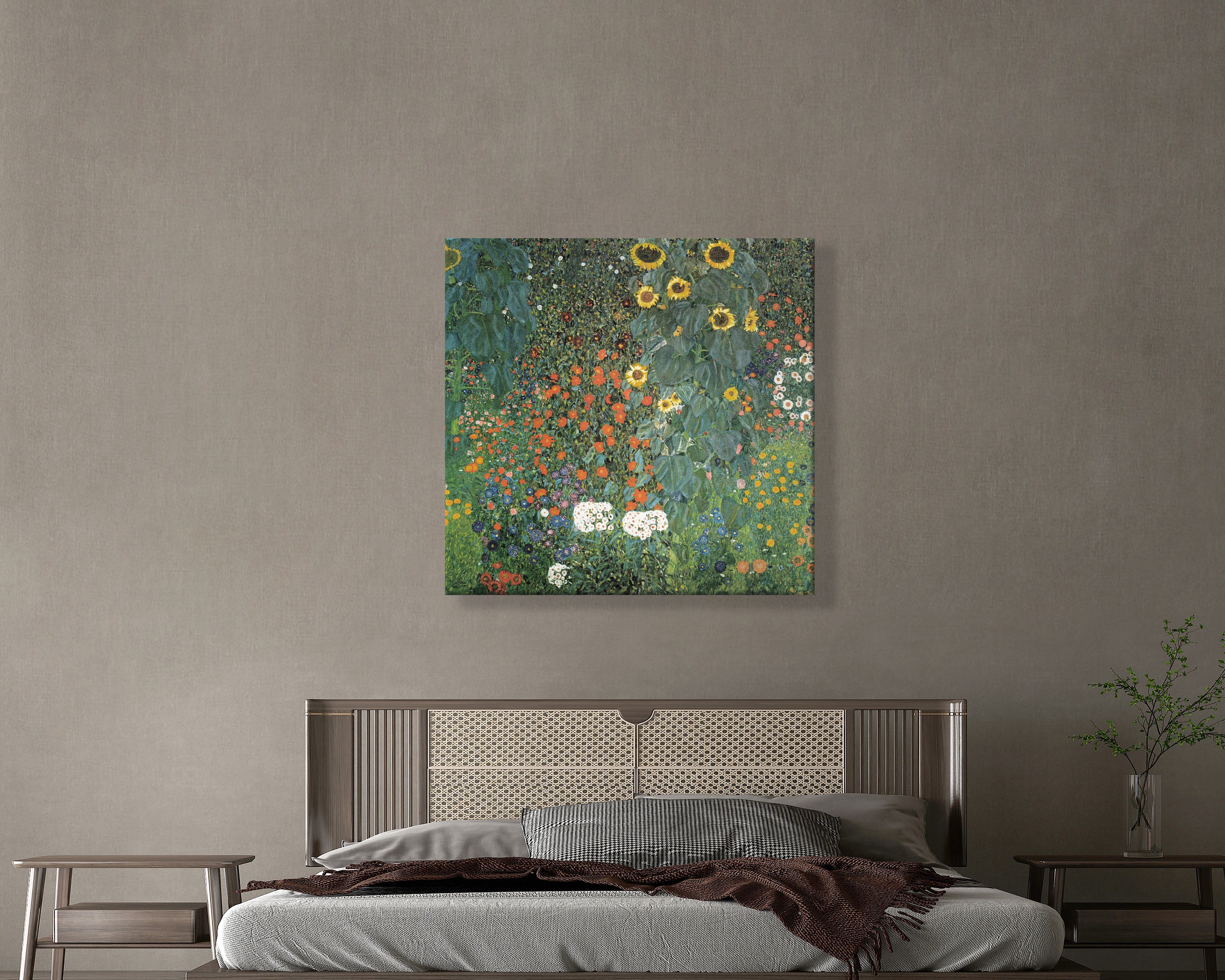Gustav Klimt Farm Garden with Sunflowers Kanvas Tablo – Ayçiçekli Çiçek Bahçesi