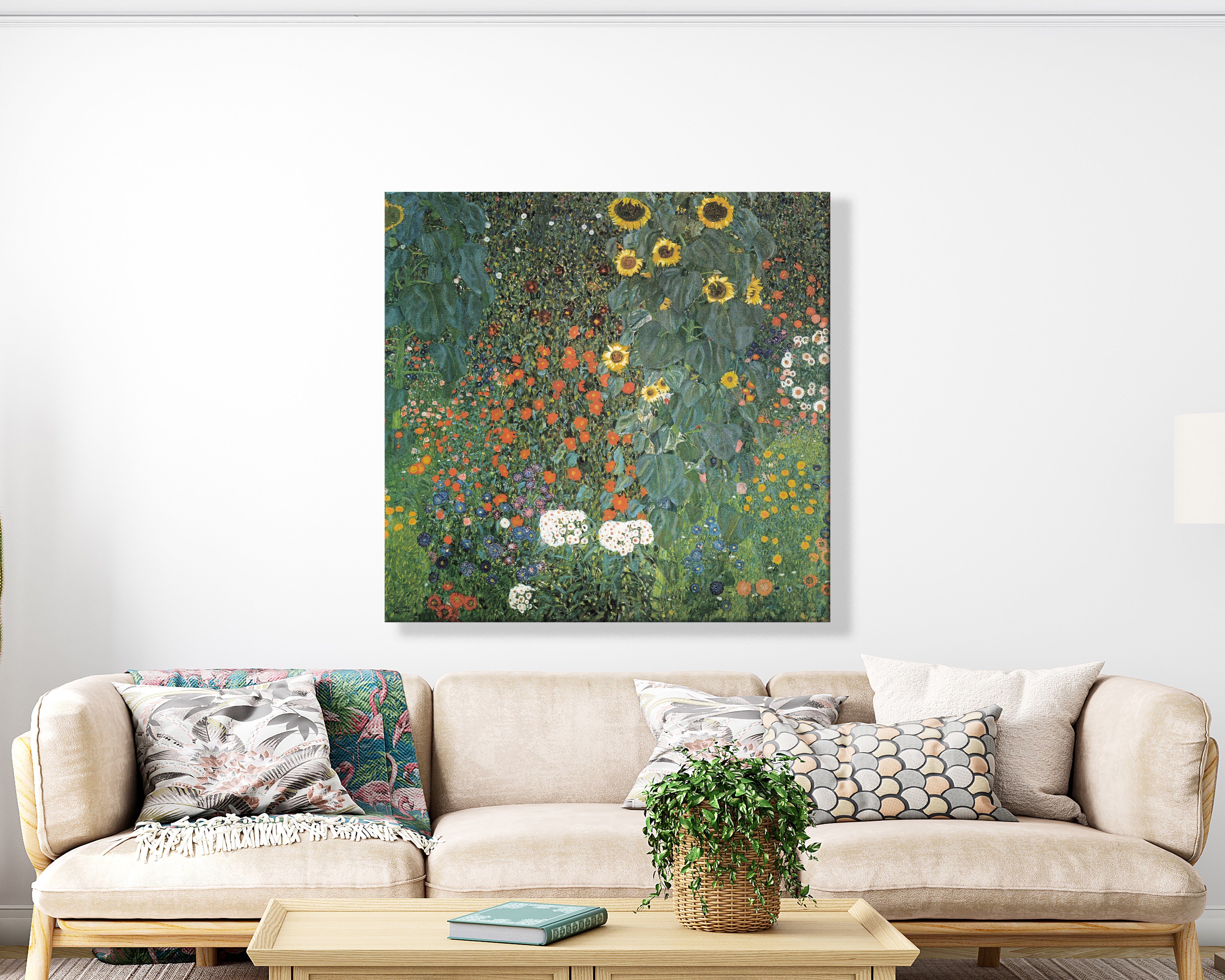 Gustav Klimt Farm Garden with Sunflowers Kanvas Tablo – Ayçiçekli Çiçek Bahçesi